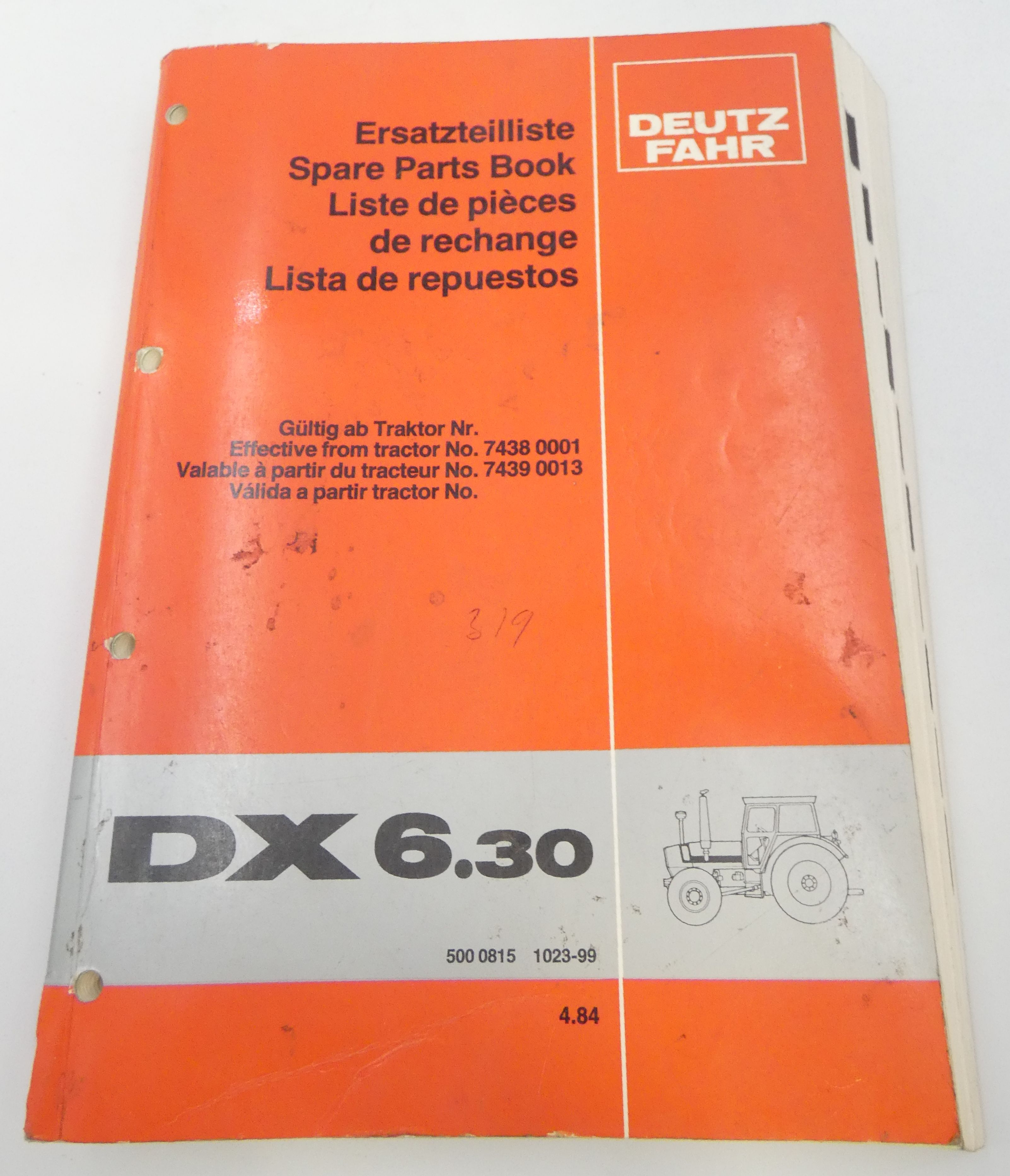 Deutz-Fahr DX6.30 spare parts book
