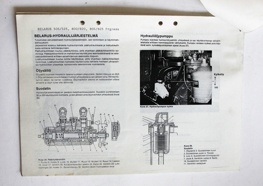Belarus Hydraulijärjestelmän korjausopas 400-500-800-sarjat