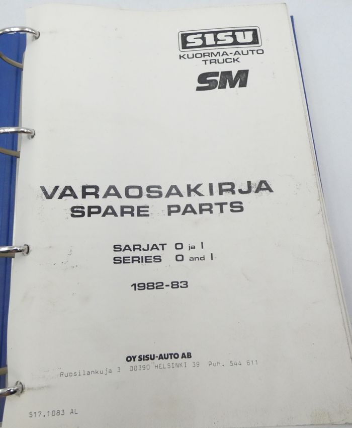 Sisu SM sarjat 0 ja 1 1982-1983 varaosakirja