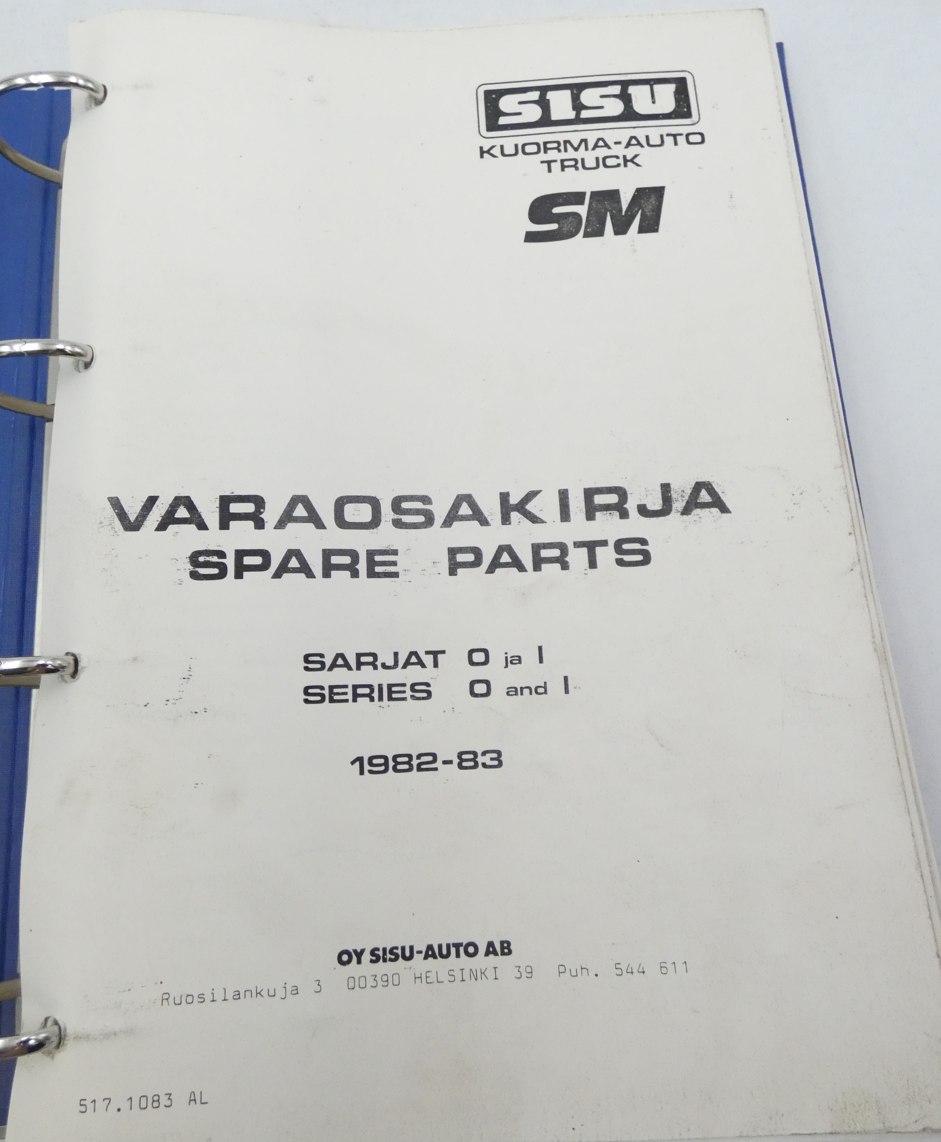 Sisu SM sarjat 0 ja 1 1982-1983 varaosakirja