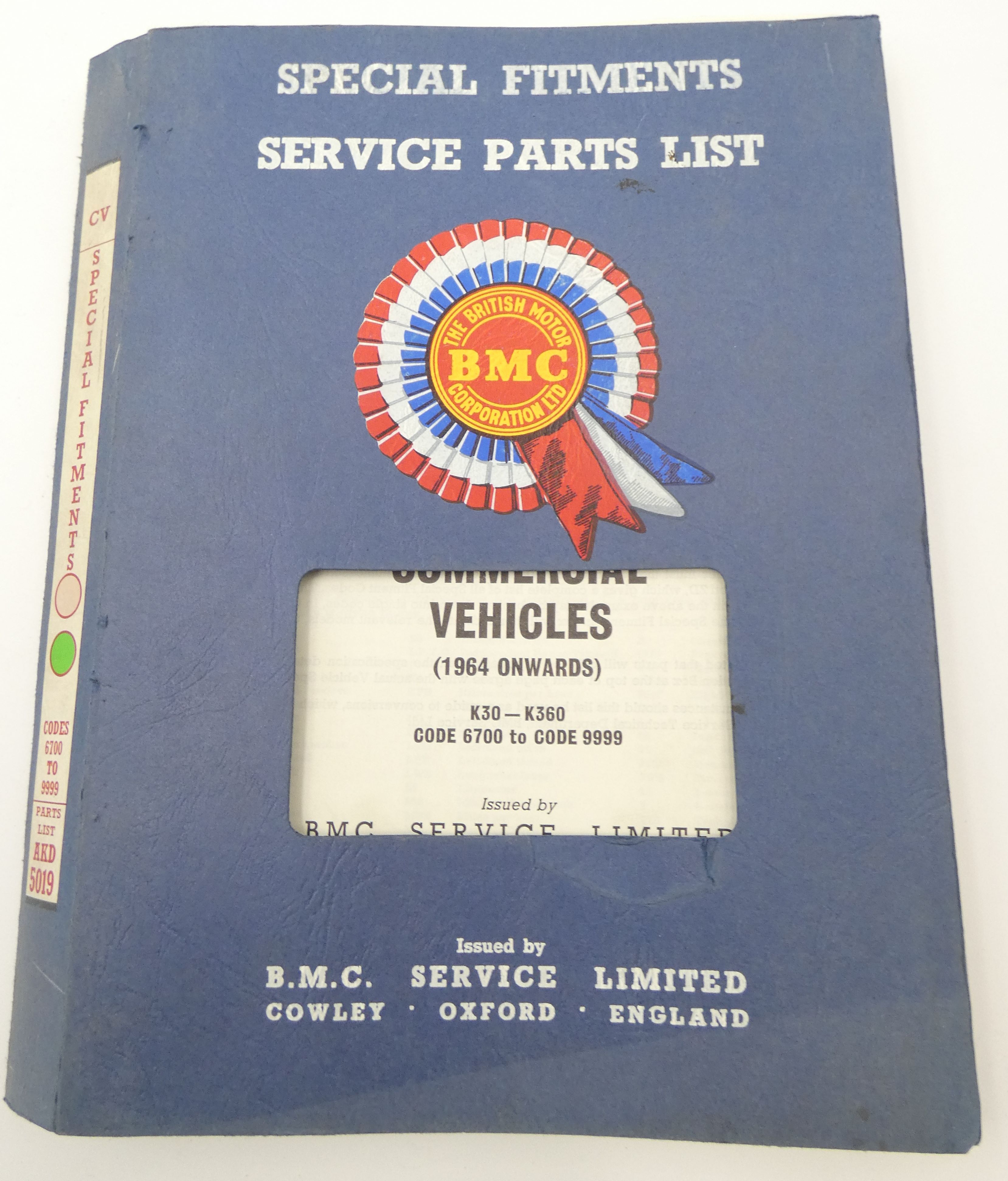 BMC K30-K360 Truck Service parts list