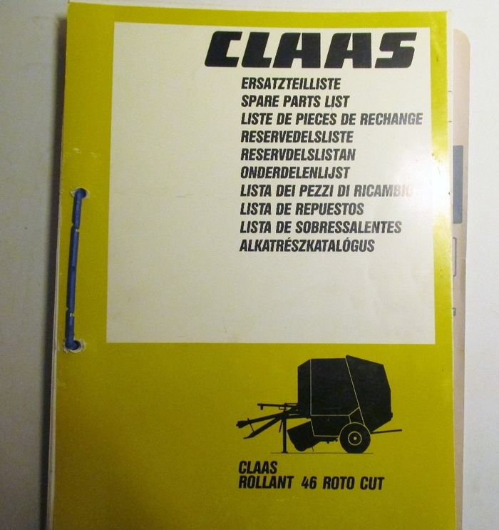 Claas Rollant 46 Rotocut Pyöröpaalain Varaosakirja