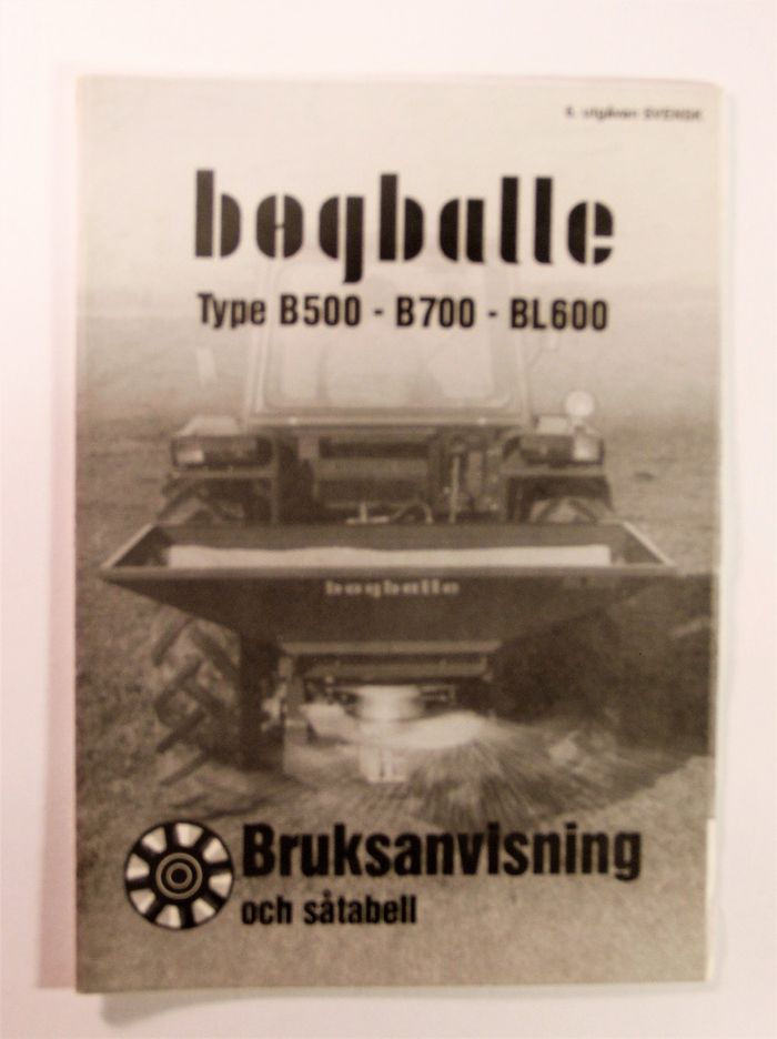 Bogballe Type B500 B700 BL600 Bruksanvisning och såtabell