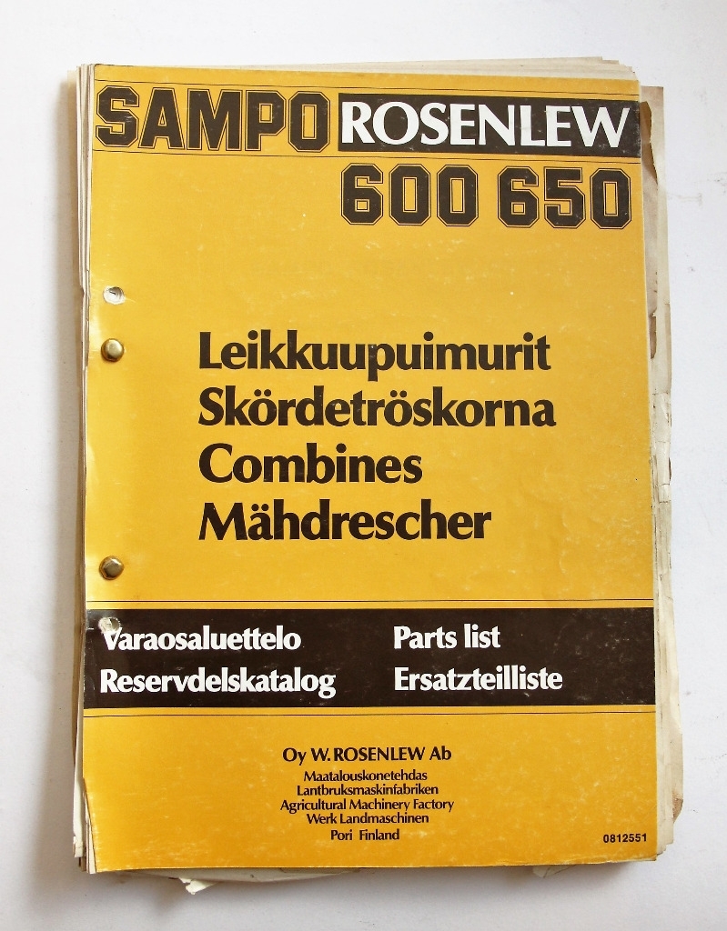Sampo Rosenlew 600, 650 Varaosaluettelo Parts List