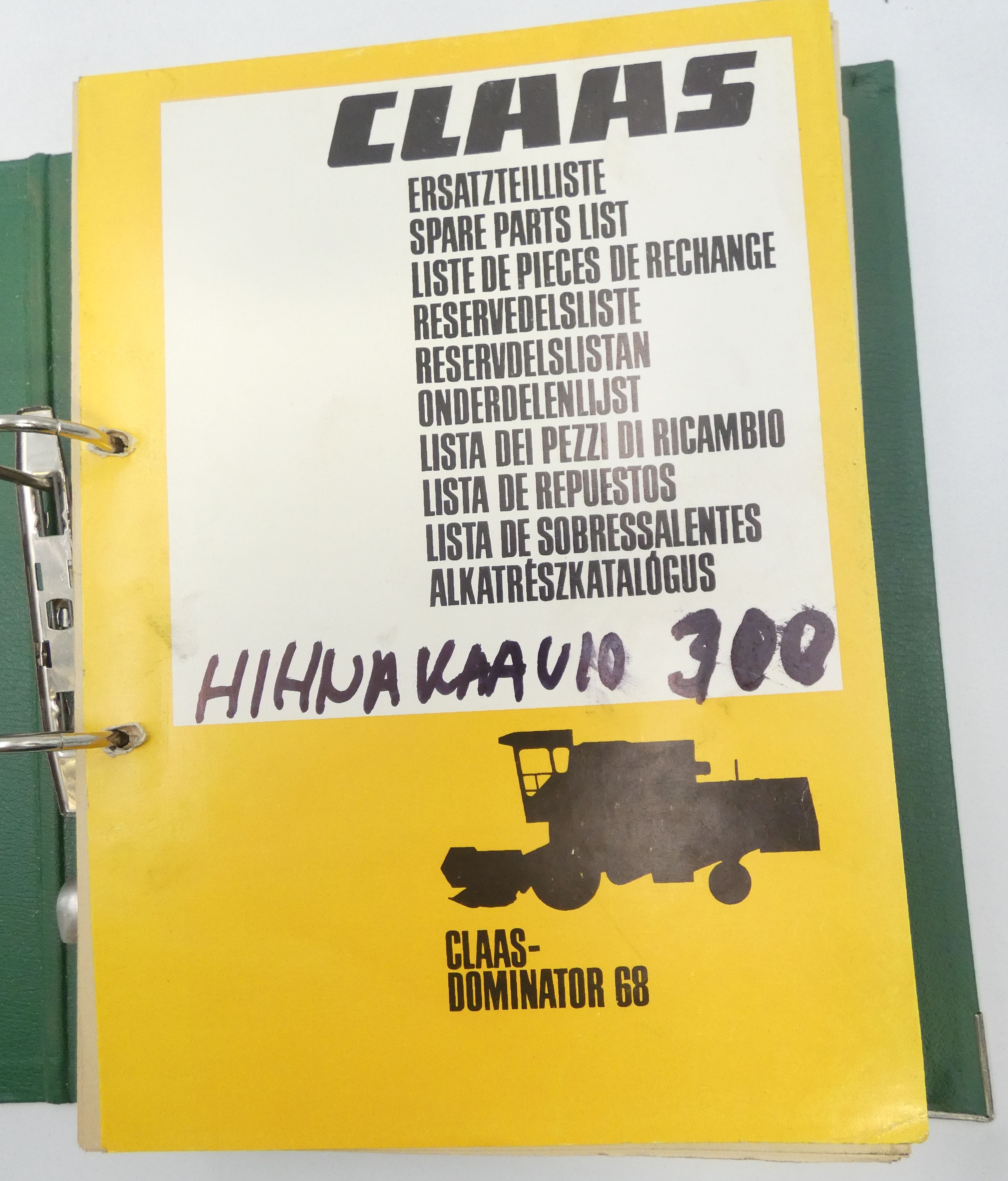 Claas Dominator 68 spare parts catalogue