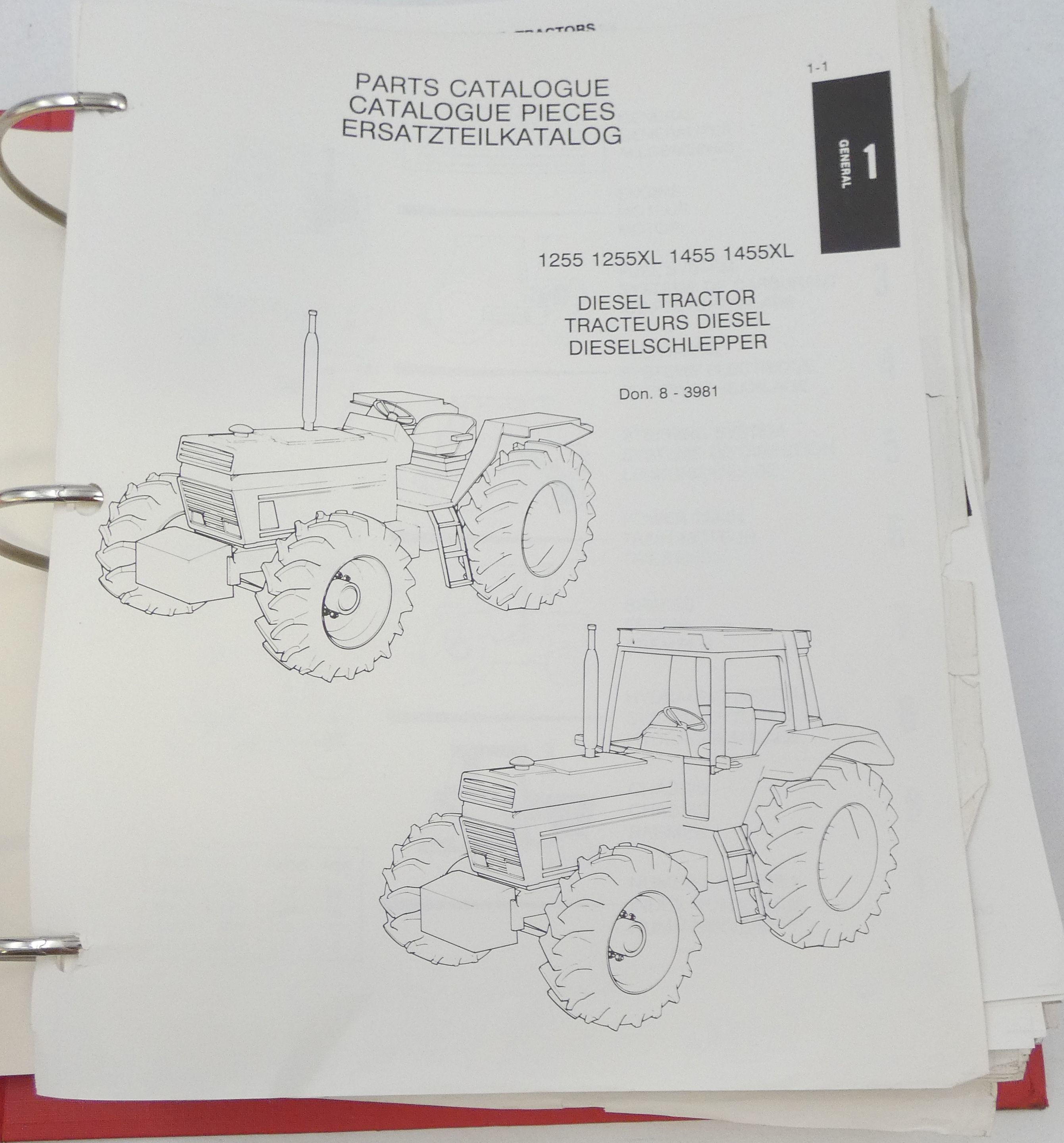 CaseIH 1255, 1255XL, 1455, 1455XL diesel tractor parts catalogue
