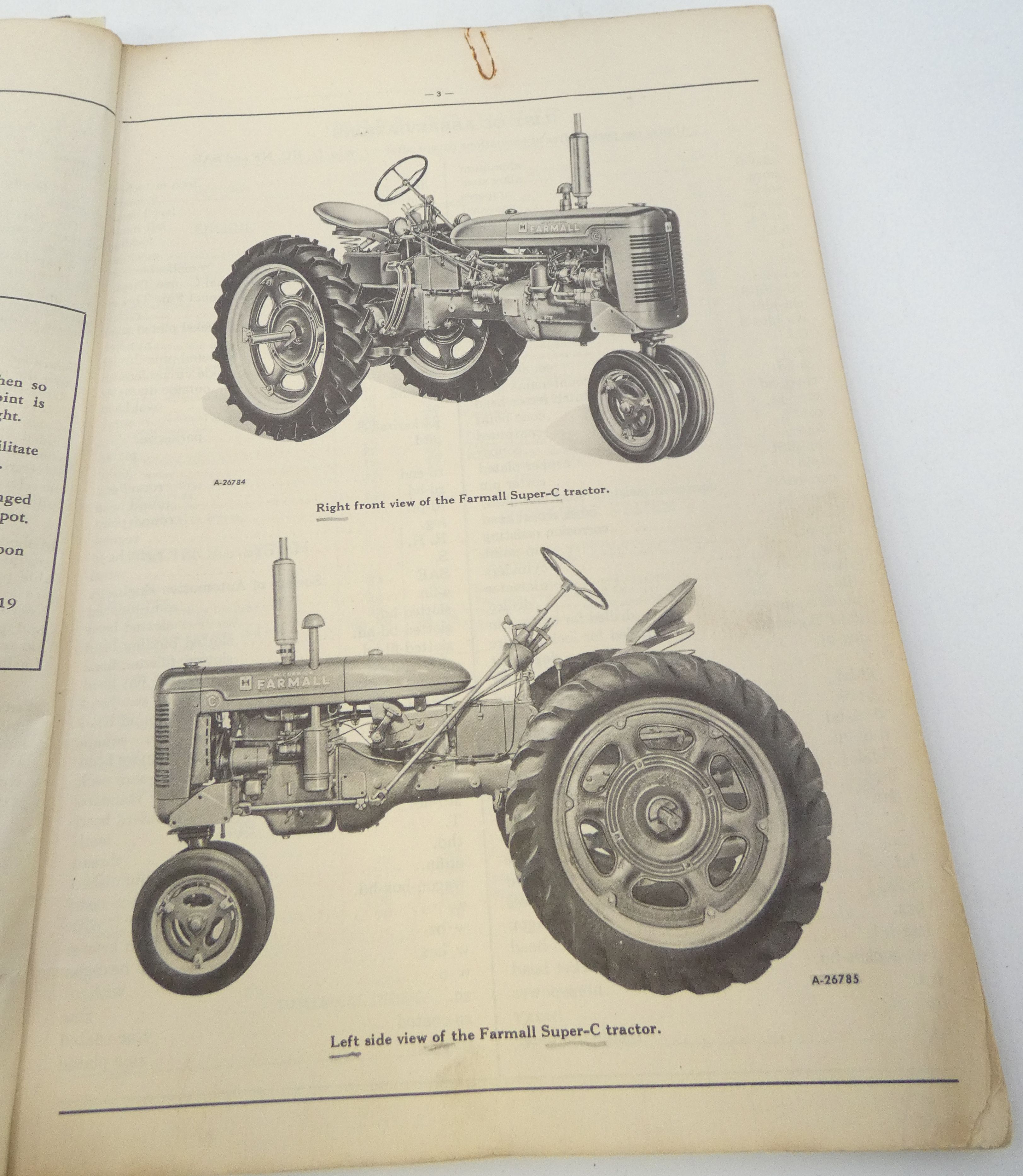 McCormick international Farmall super C tractor spare parts catalogue