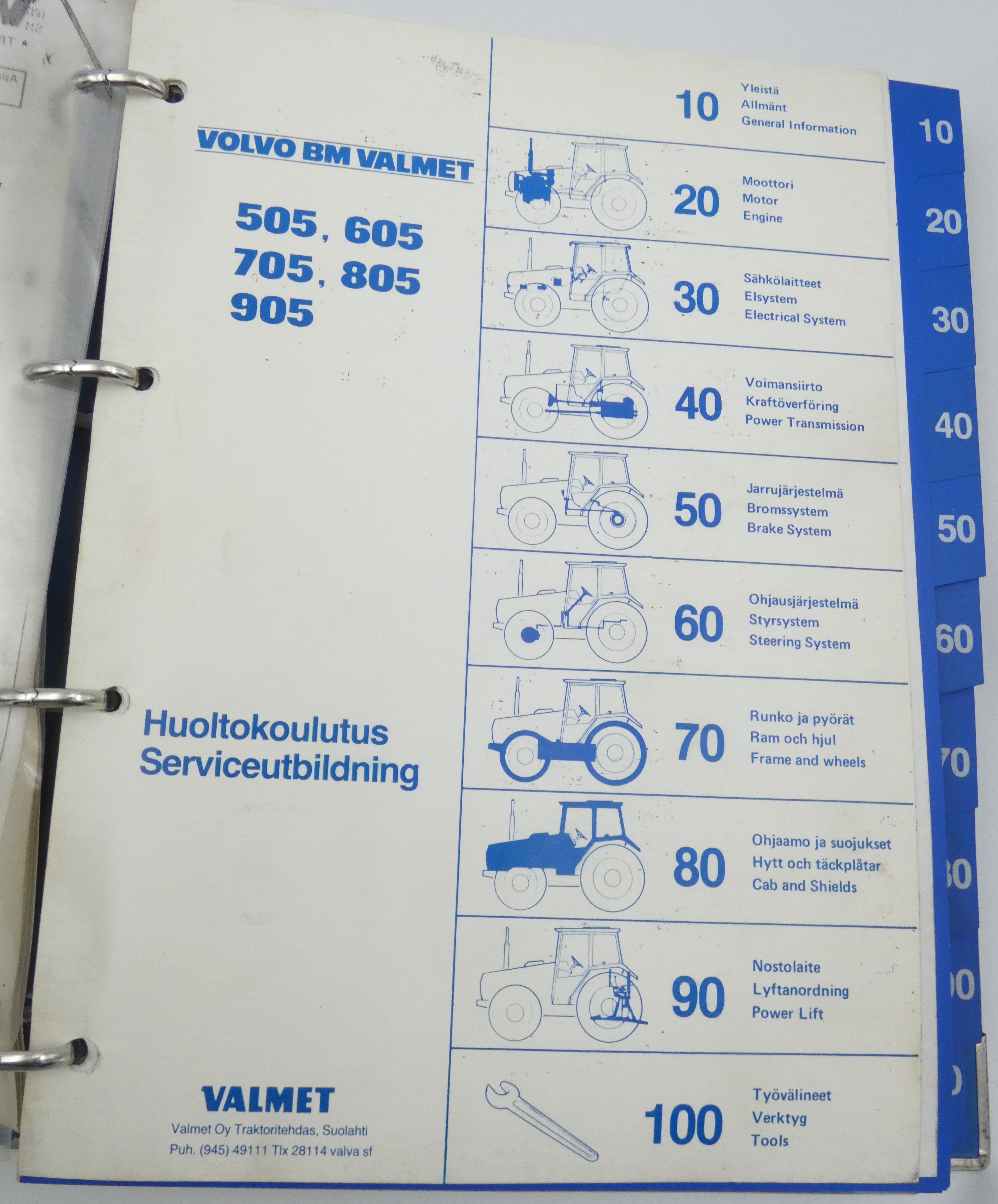 Valmet 505, 605, 705, 805 ja 905 huoltokoulutuskirja