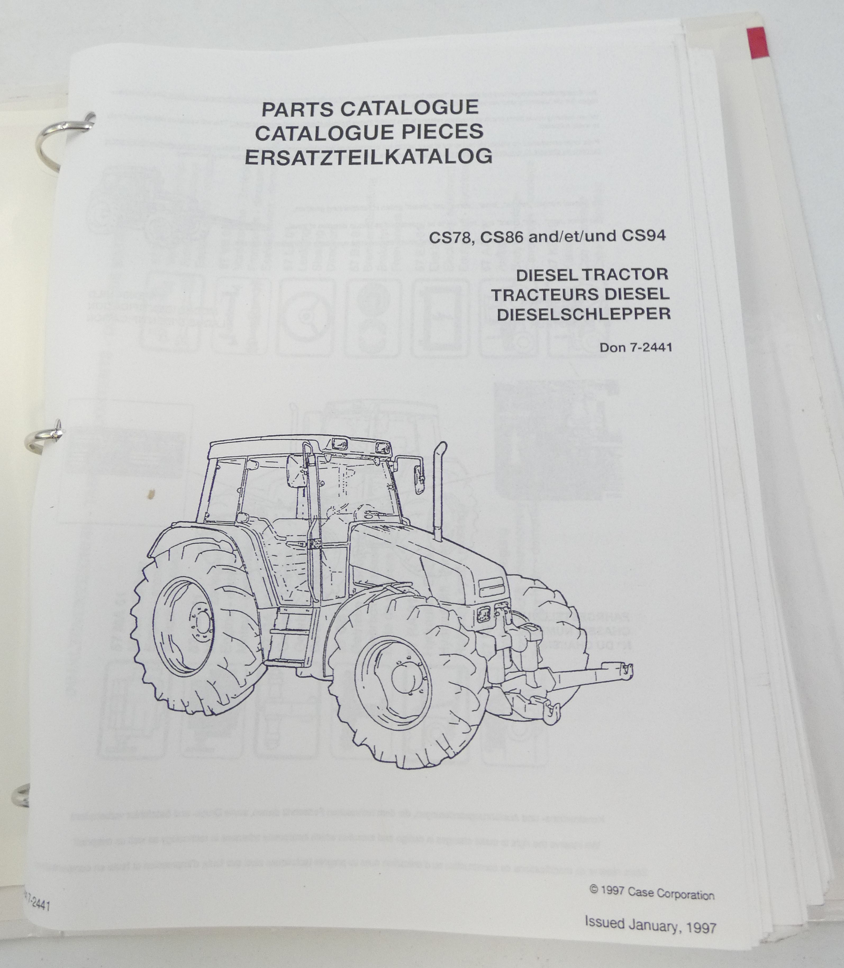 Case CS78, CS86 and CS94 diesel tractor parts catalogue