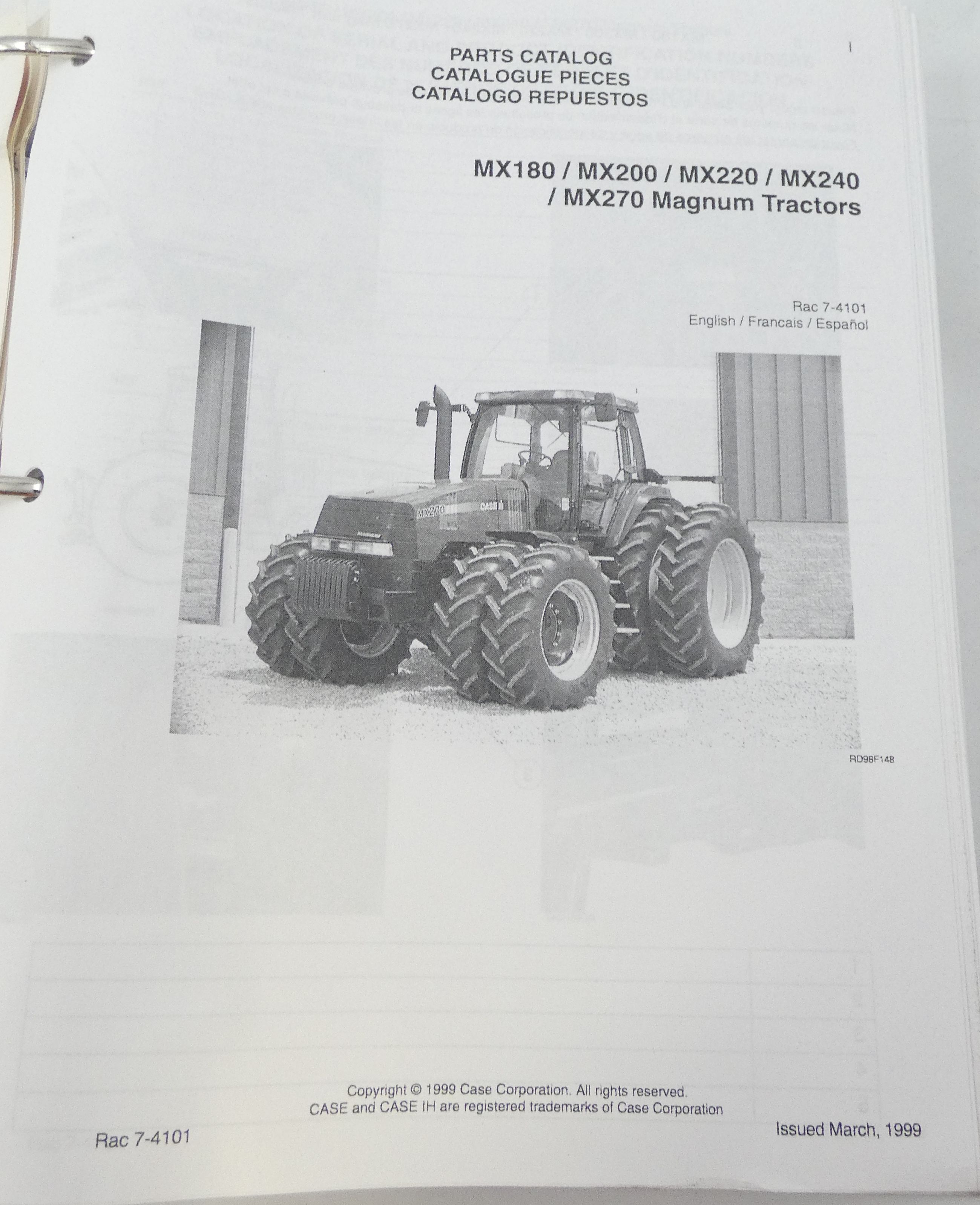 CaseIH MX180, MX200, MX220, MX240, MX270 magnum tractors parts catalog