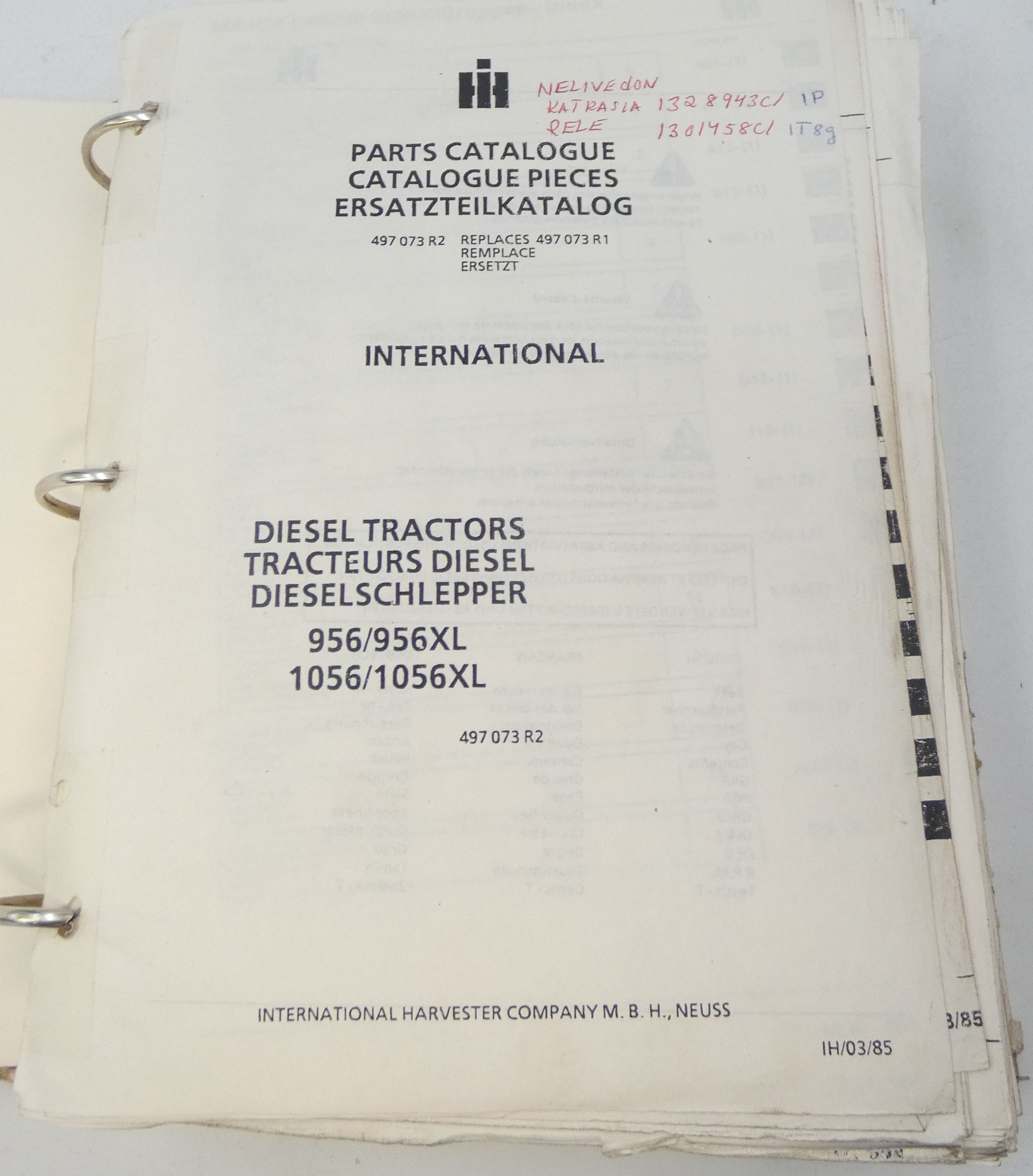 Case International 956, 956XL, 1056, 1056XL diesel tractors parts catalog
