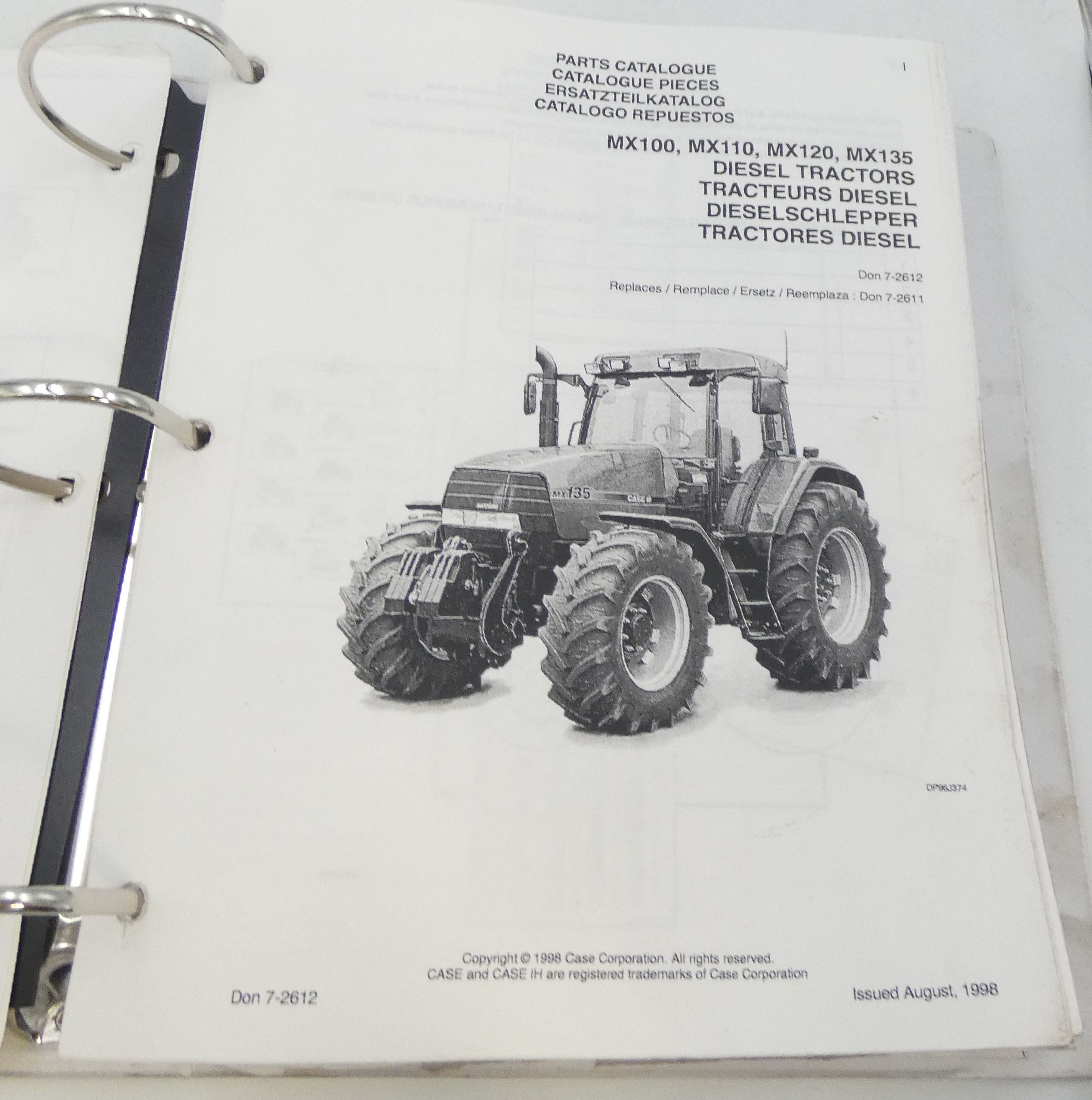 CaseIH MX100, MX110, MX120, MX135 diesel tractors parts catalogue