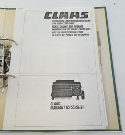 Claas Markant 65/55/51/41 parts change release information + spare parts list