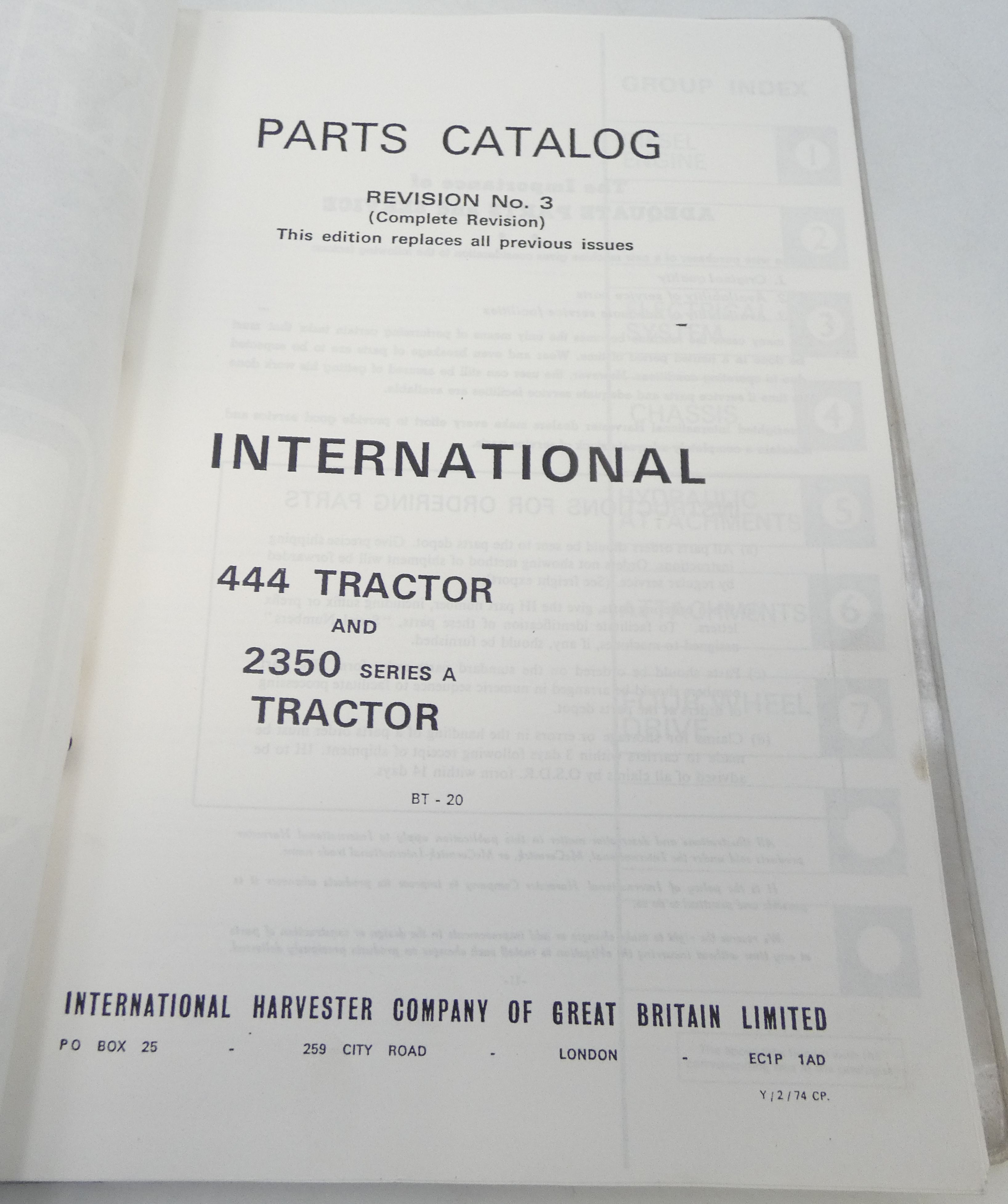 International 444 and 2500 series A tractor parts catalog