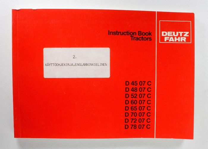 Deutz-Fahr D 45 07 C - D 78 07 C Instruction Book