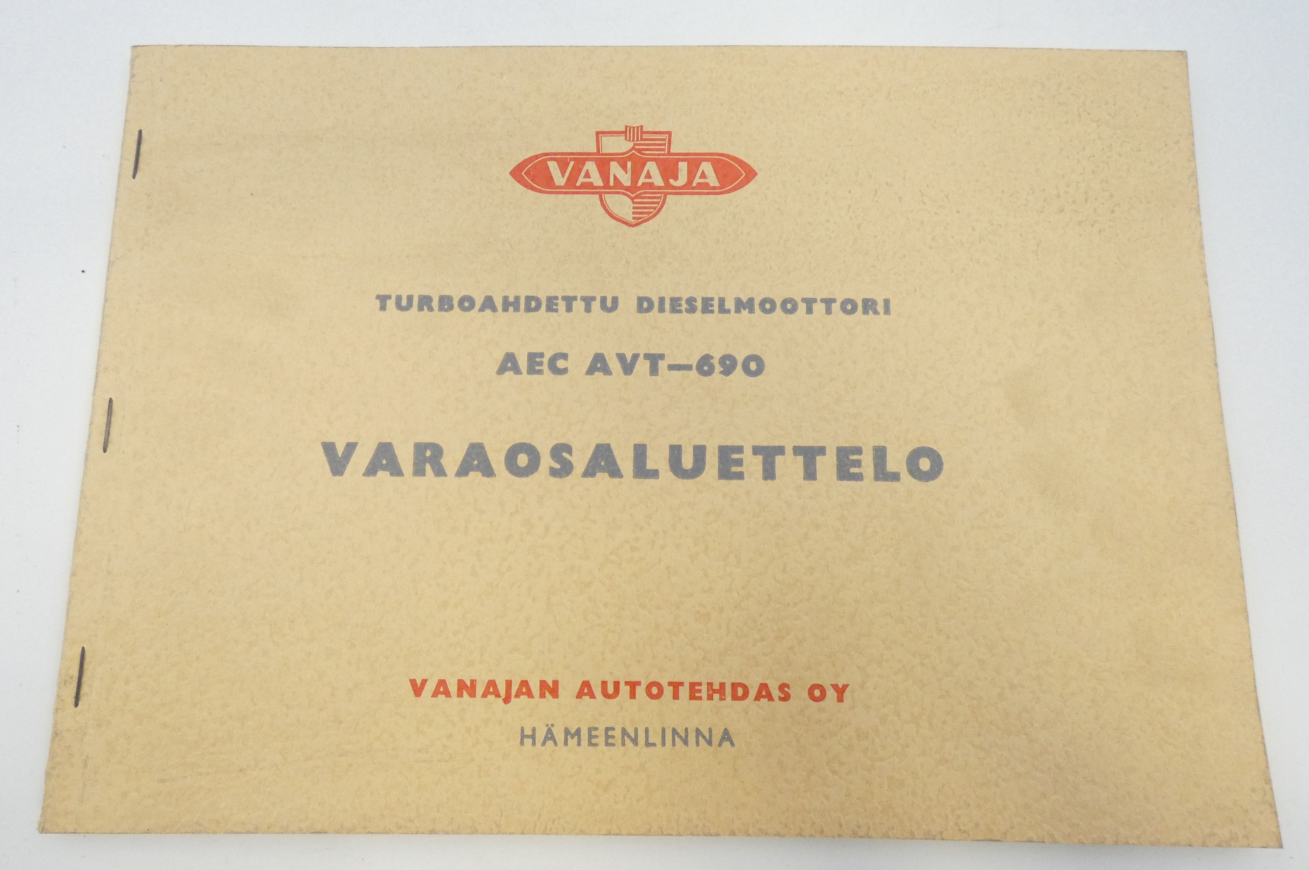 Vanaja turboahdettu dieselmoottori AEC AVT-690 varaosaluettelo