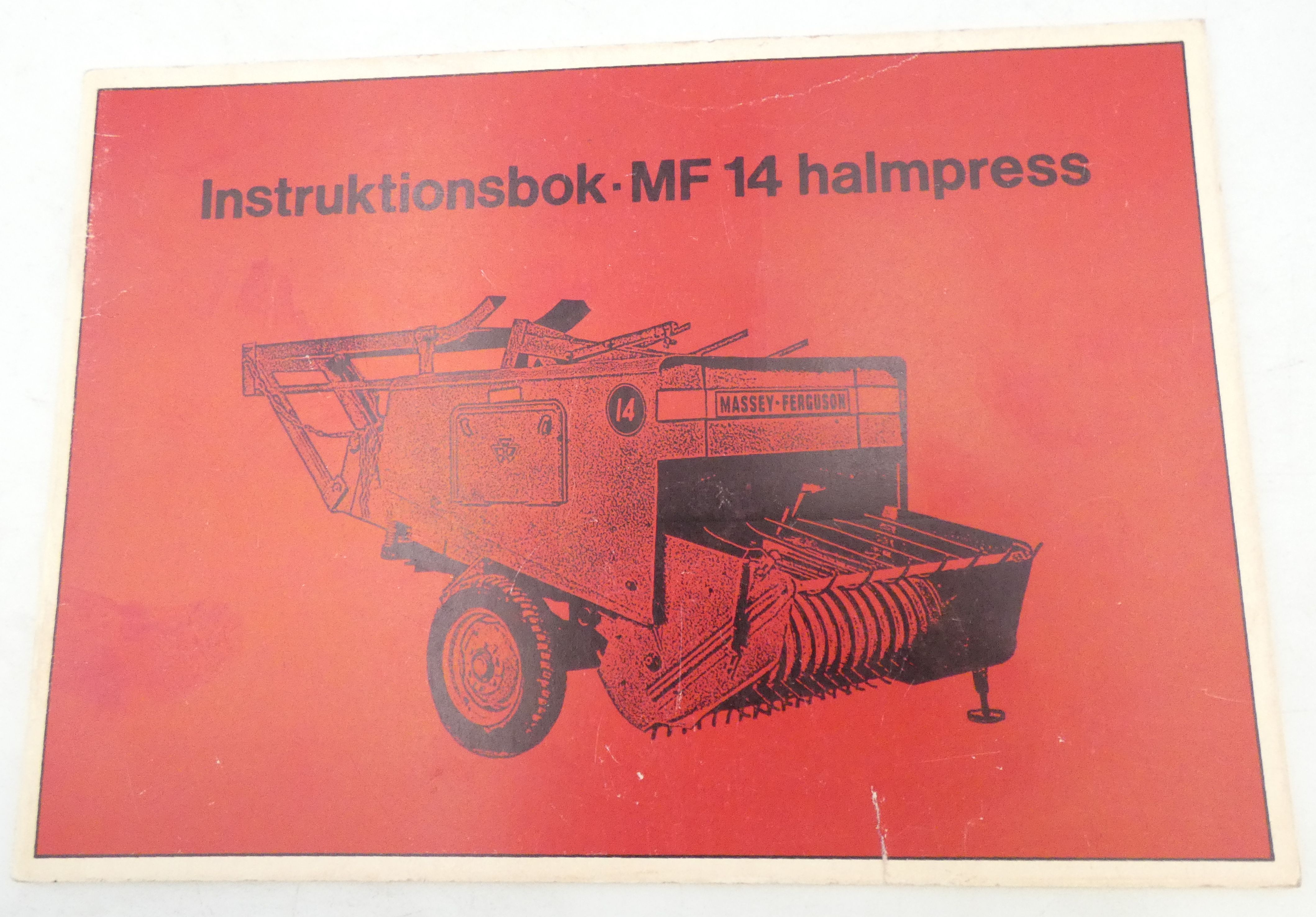 Massey Ferguson MF14 halmpress instruktionsbok