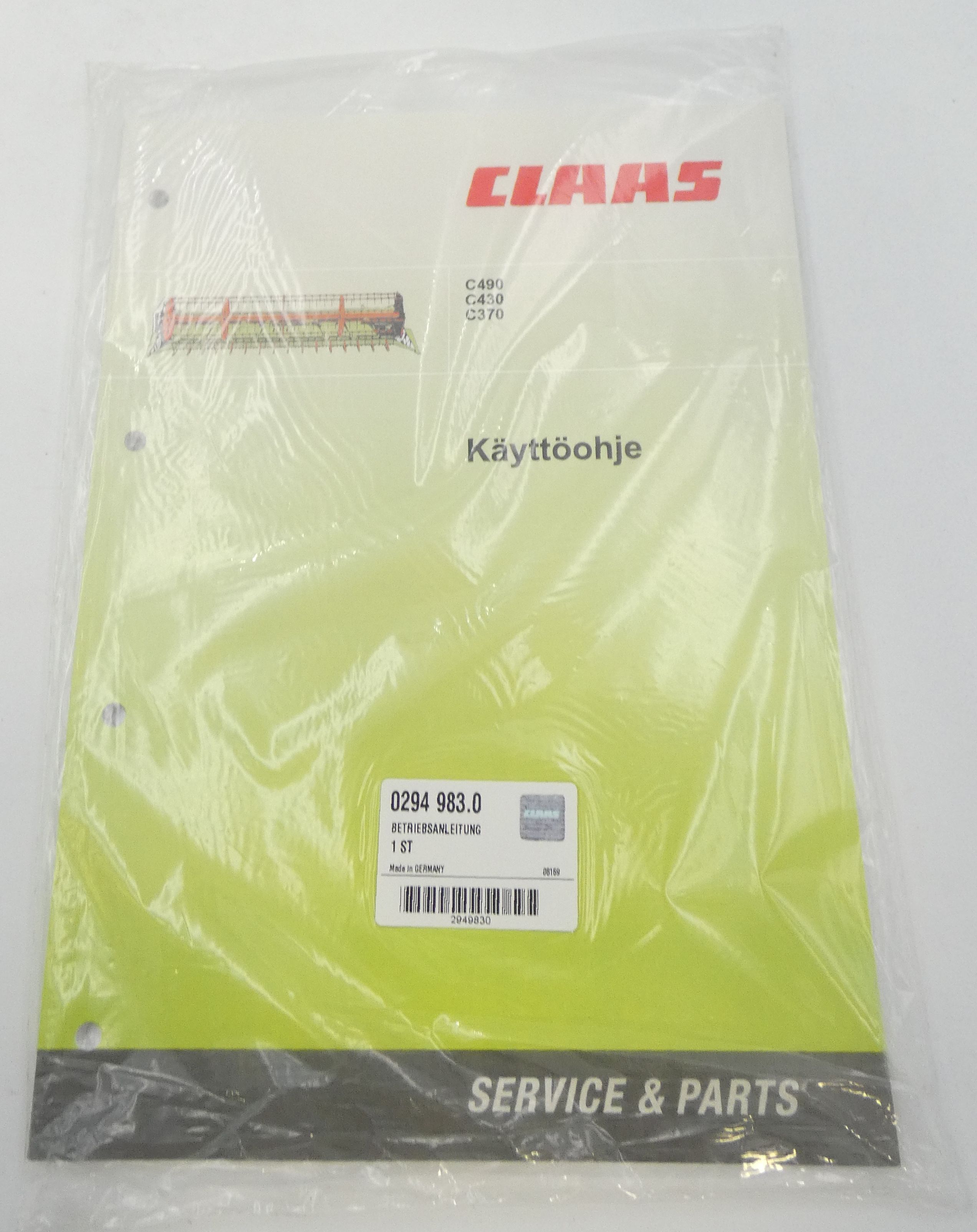 Claas Rollant 250, 250 proto cut käyttöohje