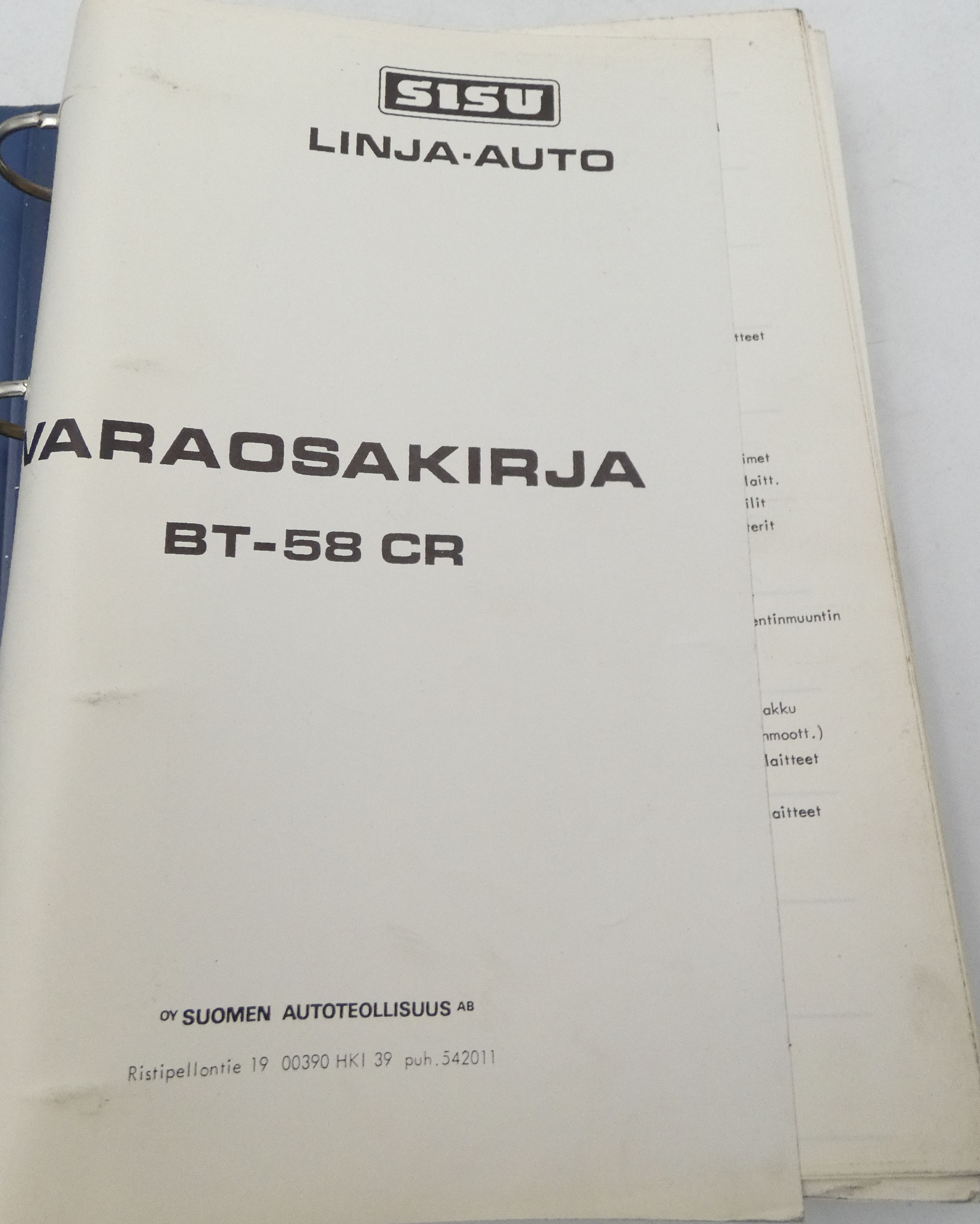 Sisu BT-58 CR varaosakirja