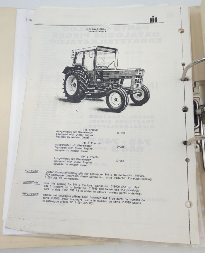 CaseIH 743, 745S, 844S (PIN 18000-) diesel tractor parts catalog