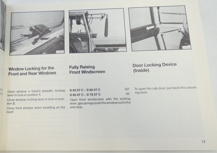Deutz-Fahr D45-, D48-, D52-, D60-, D65-, D70-, D72-, D78 -07C tractors instructions book