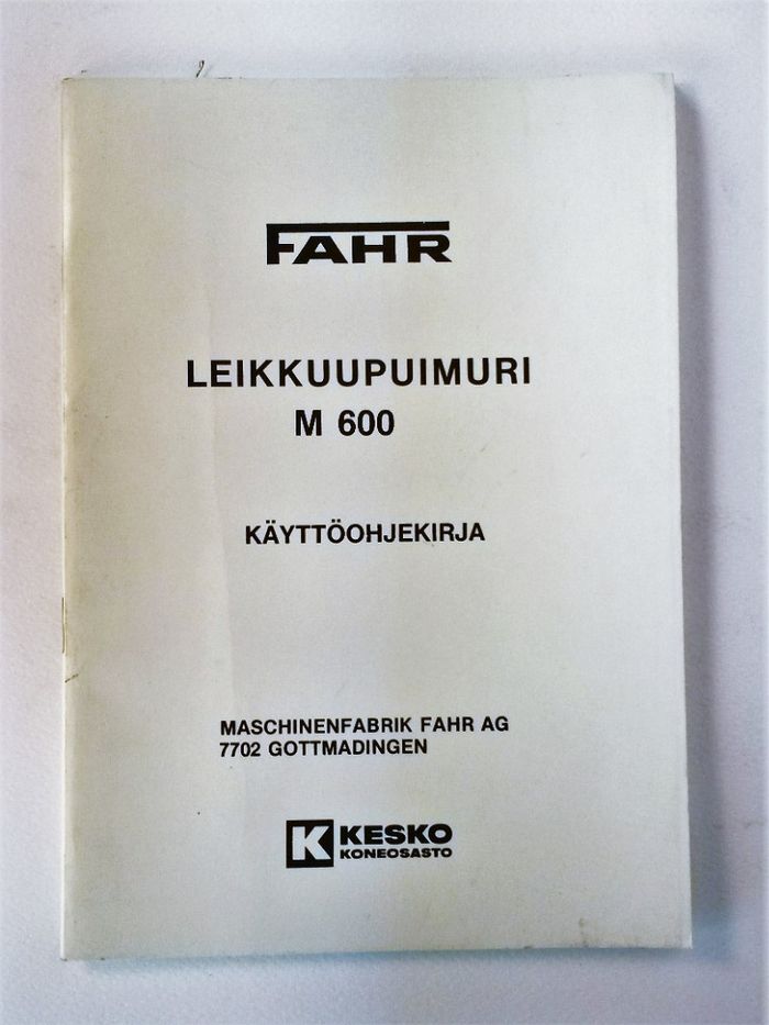 Fahr M600 Käyttöohjekirja (1977)