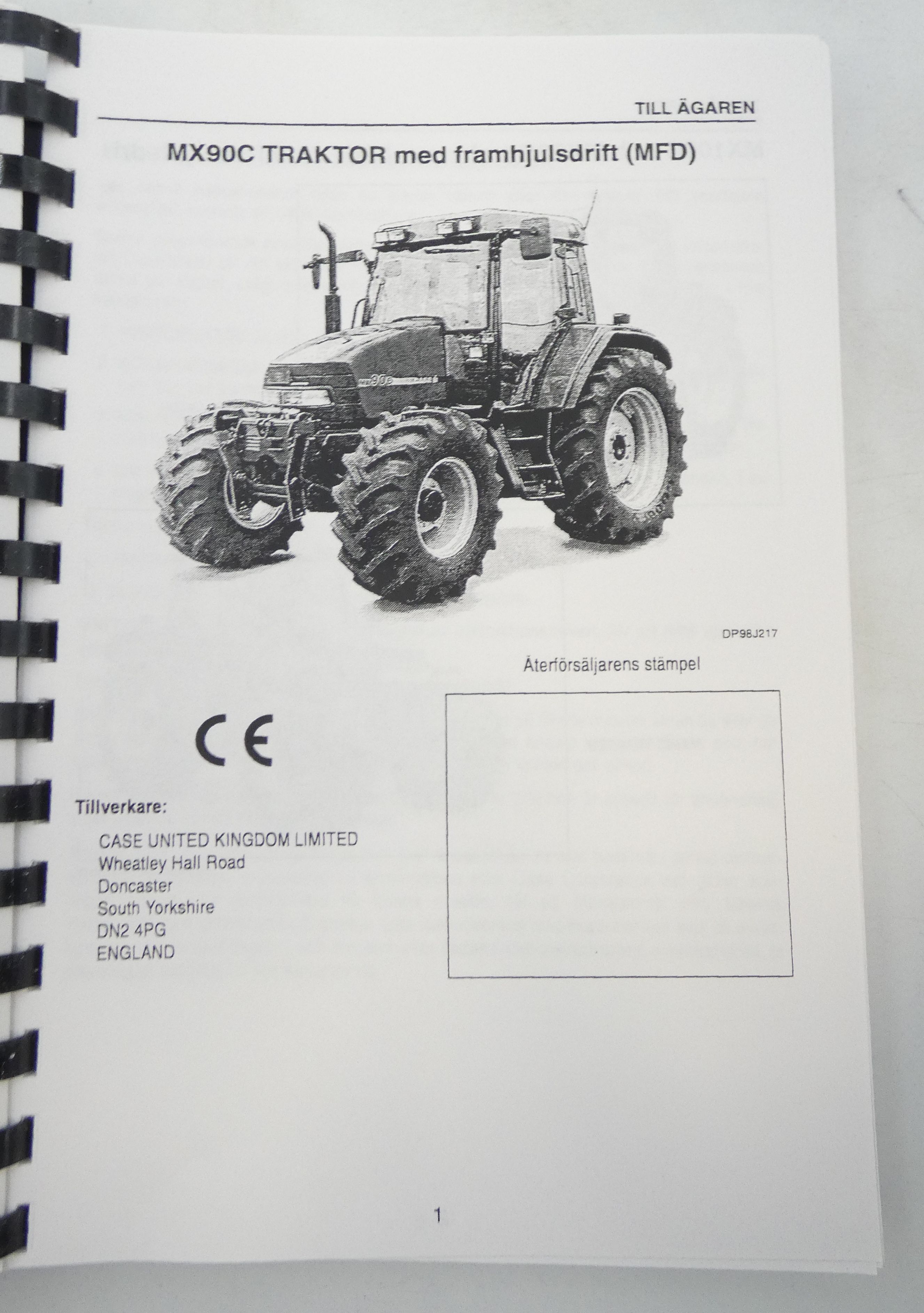 CaseIH Maxxum MX80C, MX90C och MX100C traktorer instruktionsbok