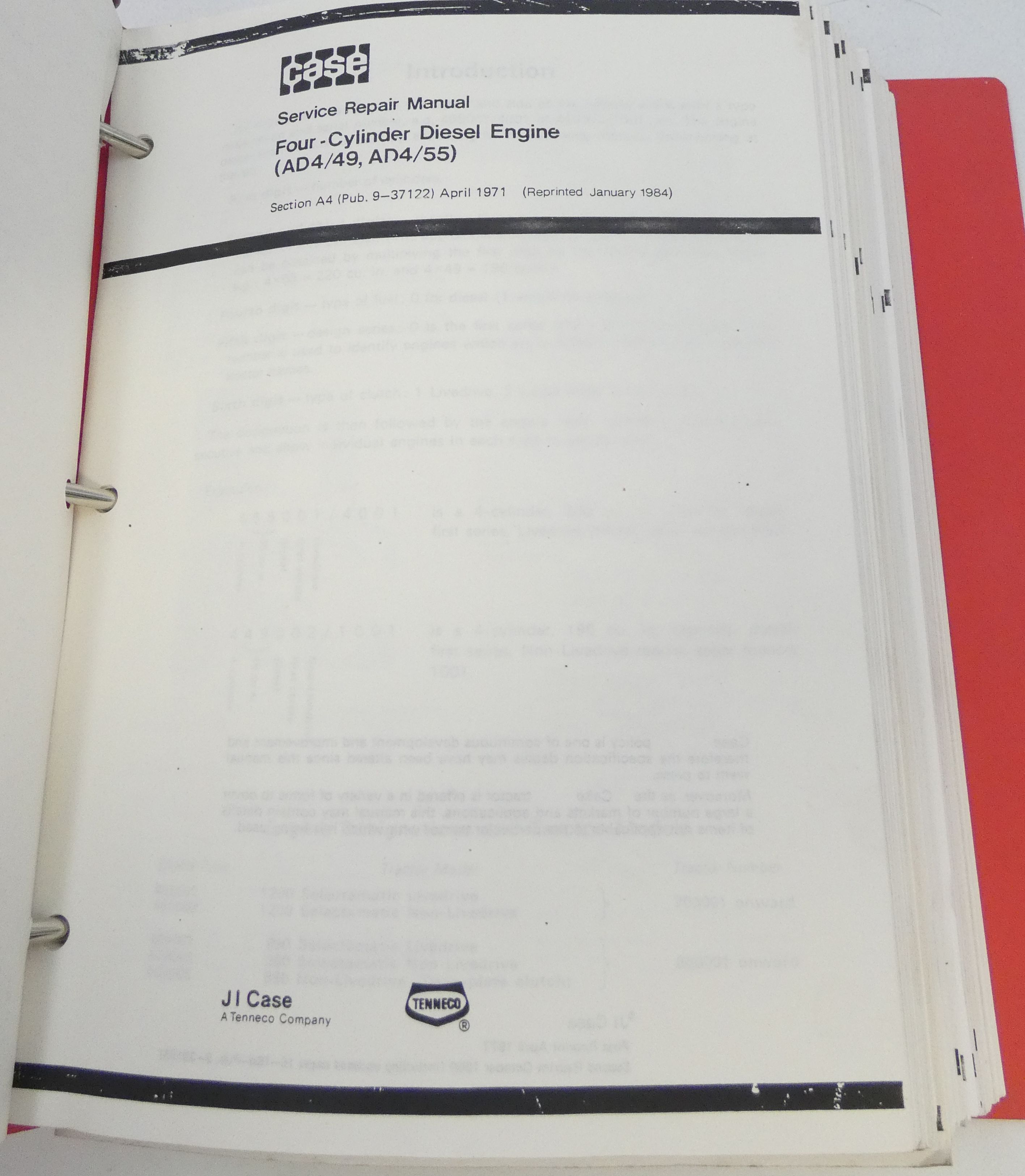 Case four-cylinder diesel engine (AD4/43, AD4/55) service repair manual