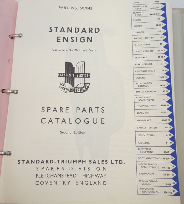 Standard Ensign Saloon spare parts catalogue