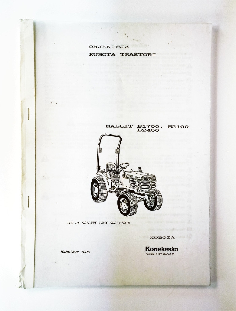 Kubota B1700 B2100 B2400 Ohjekirja