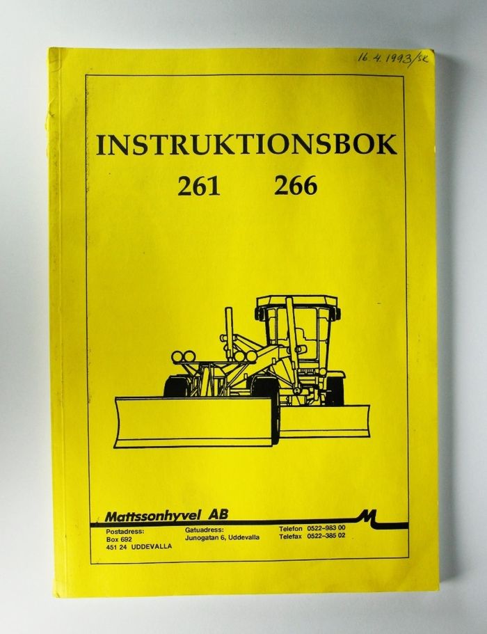 Vammas Tiehöylä 261 och 266 Instruktionsbok