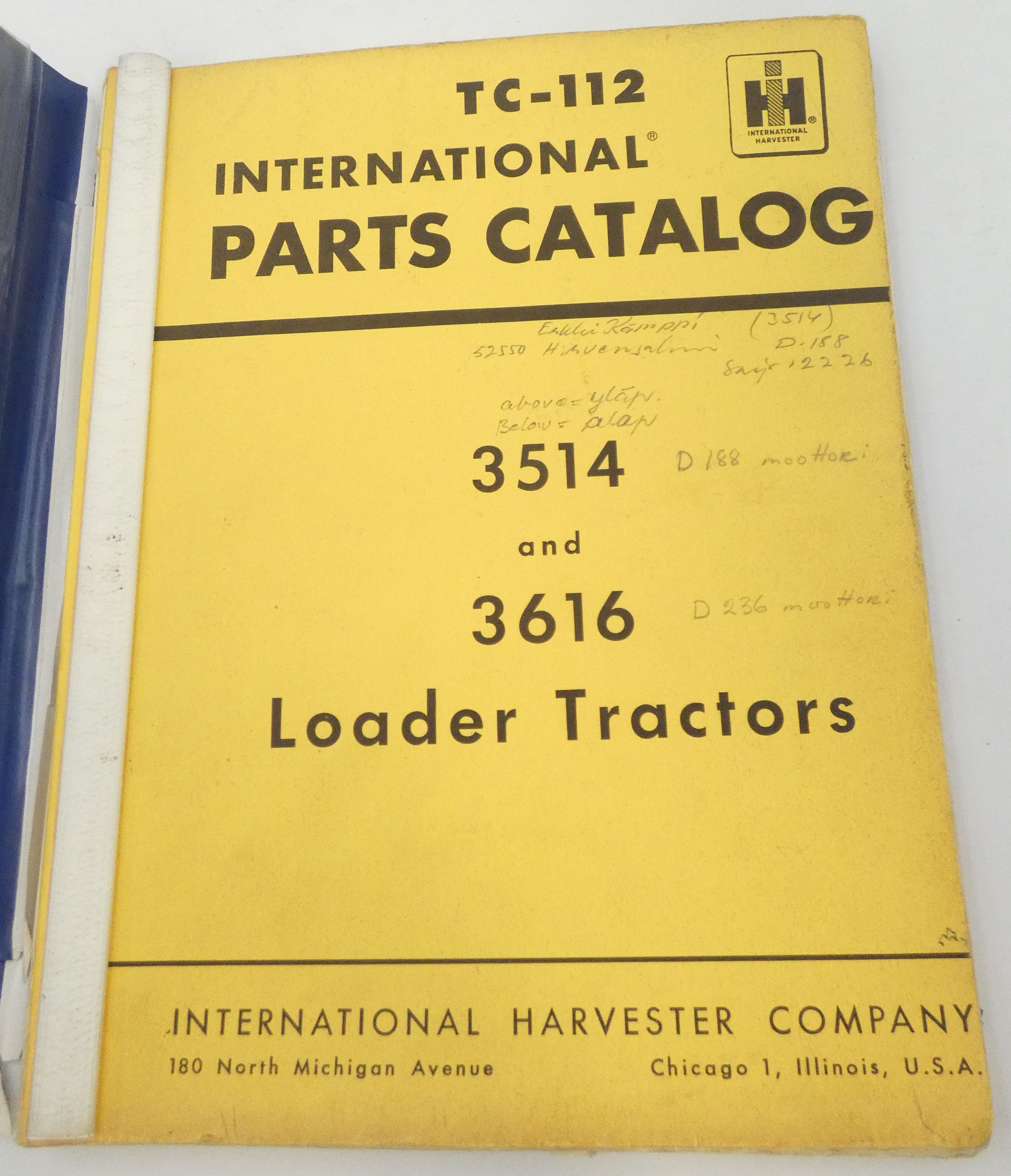 International 3514 and 3616 loader tractors parts catalog