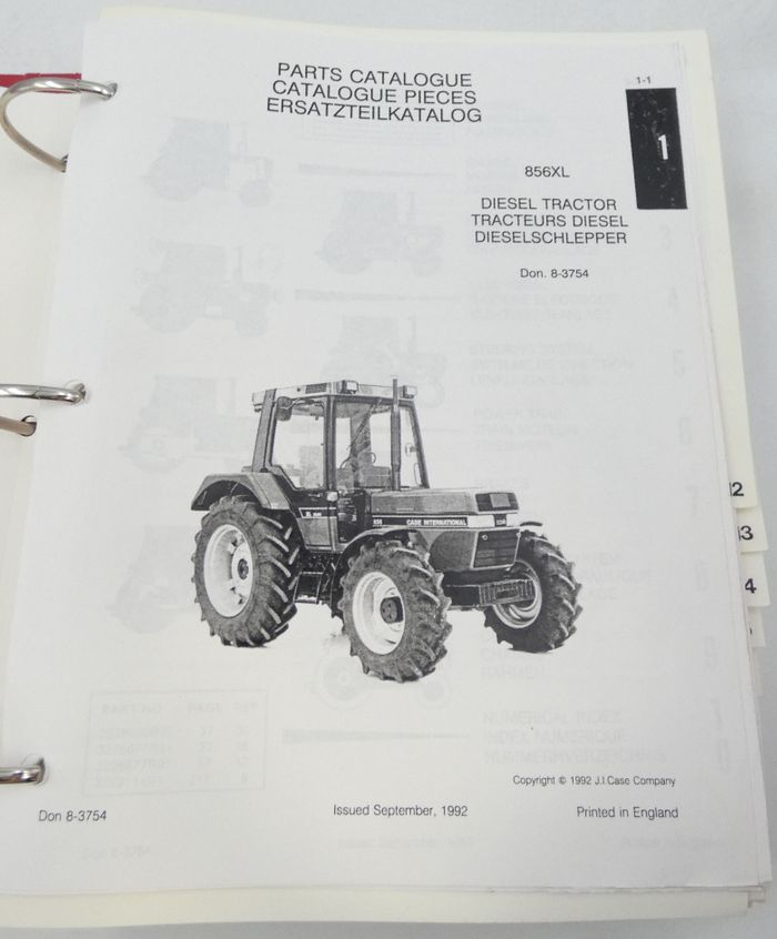 Case International 856XL diesel tractor parts catalogue