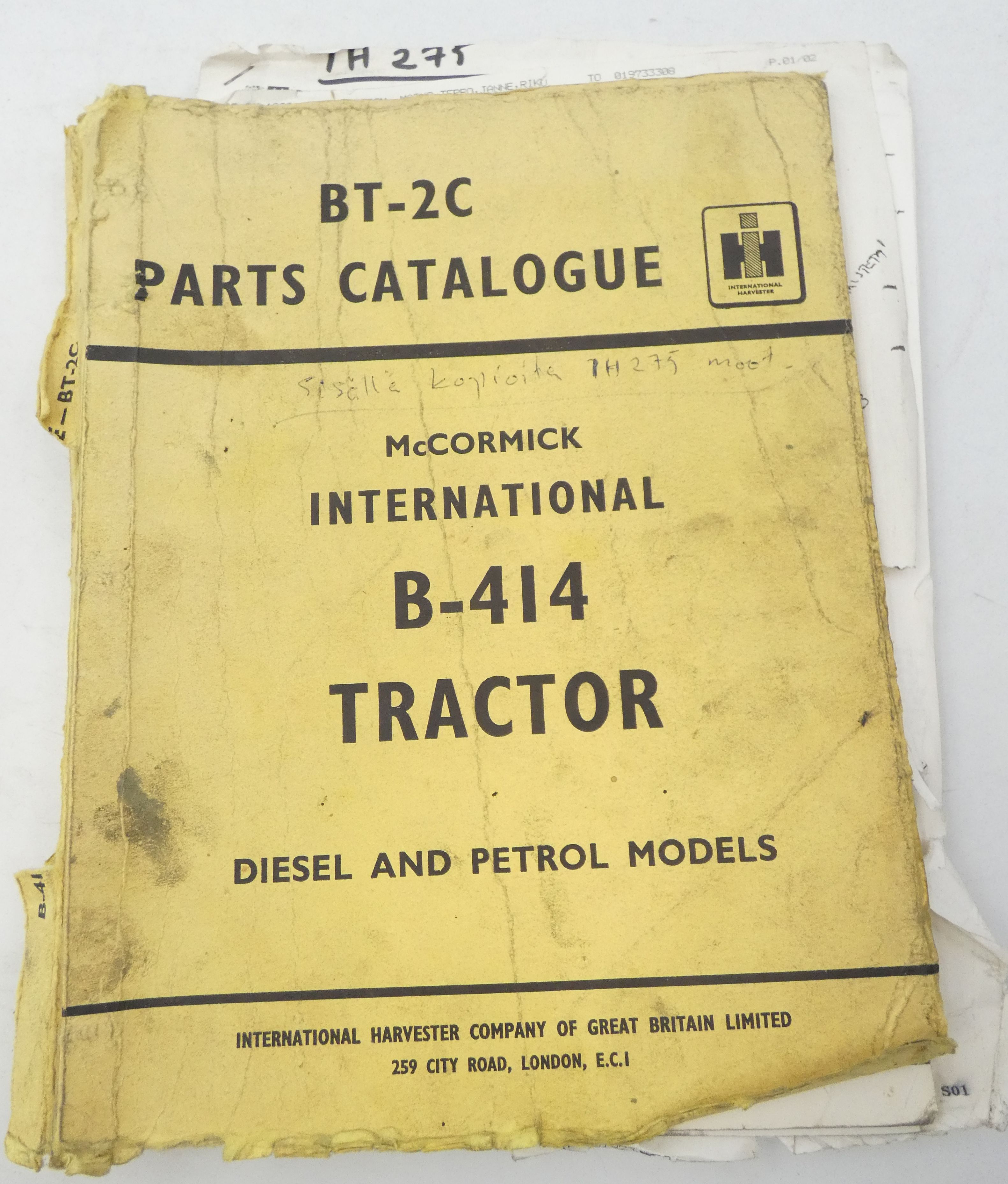 McCormick International B-414 tractor diesel and petrol models parts catalogue