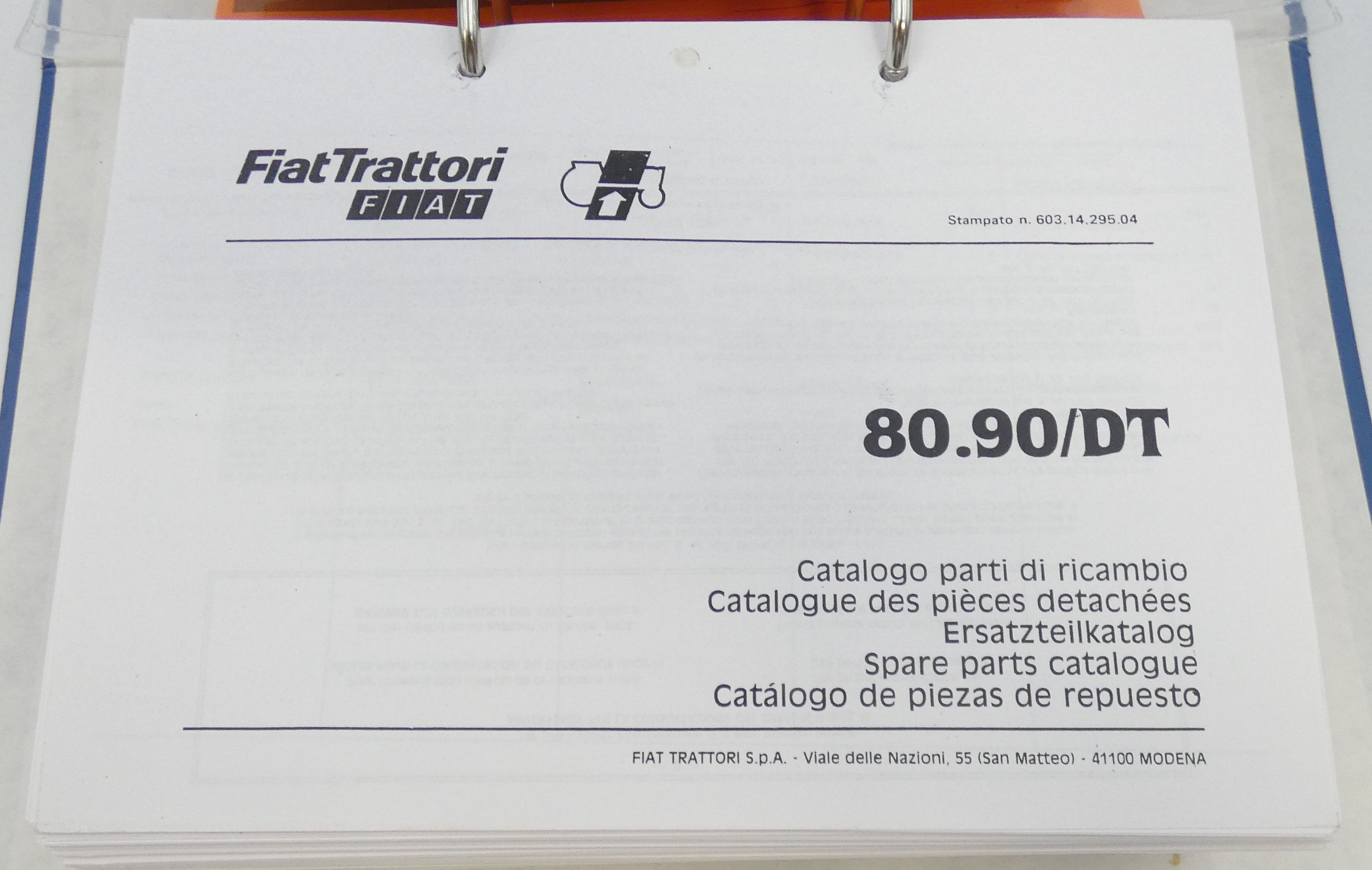 Fiat 80.90/DT spare parts catalogue