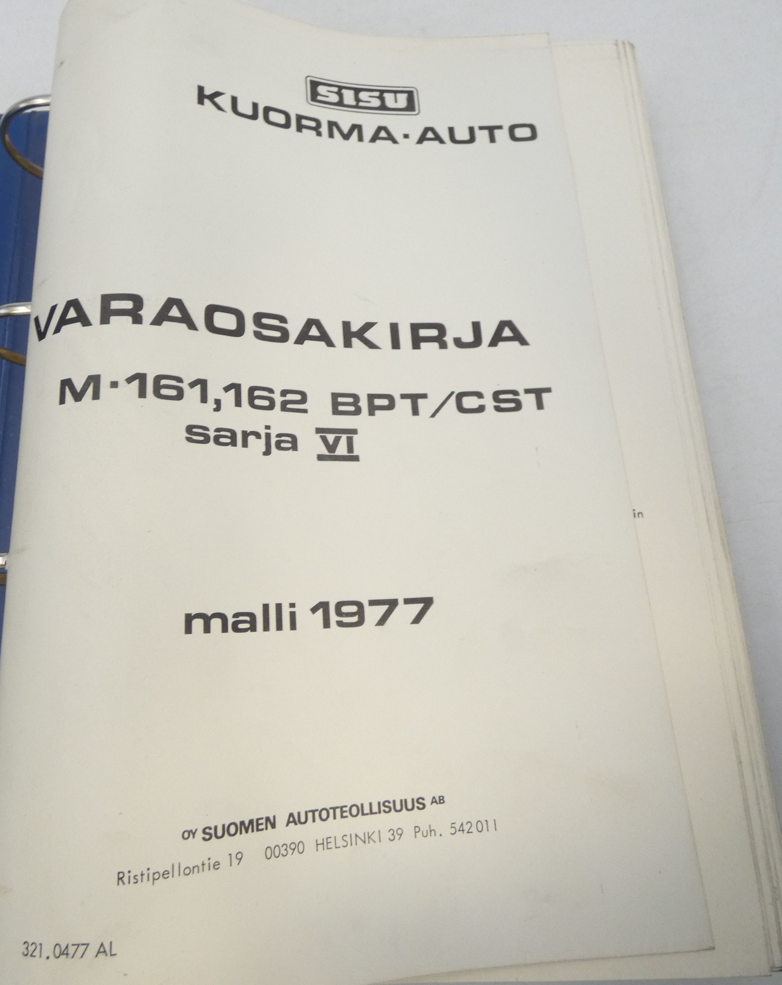 Sisu M-161, 162 BPT/CST sarja VI malli 1977 varaosakirja