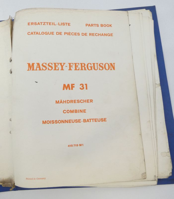 Massey-Ferguson MF31 combine parts book