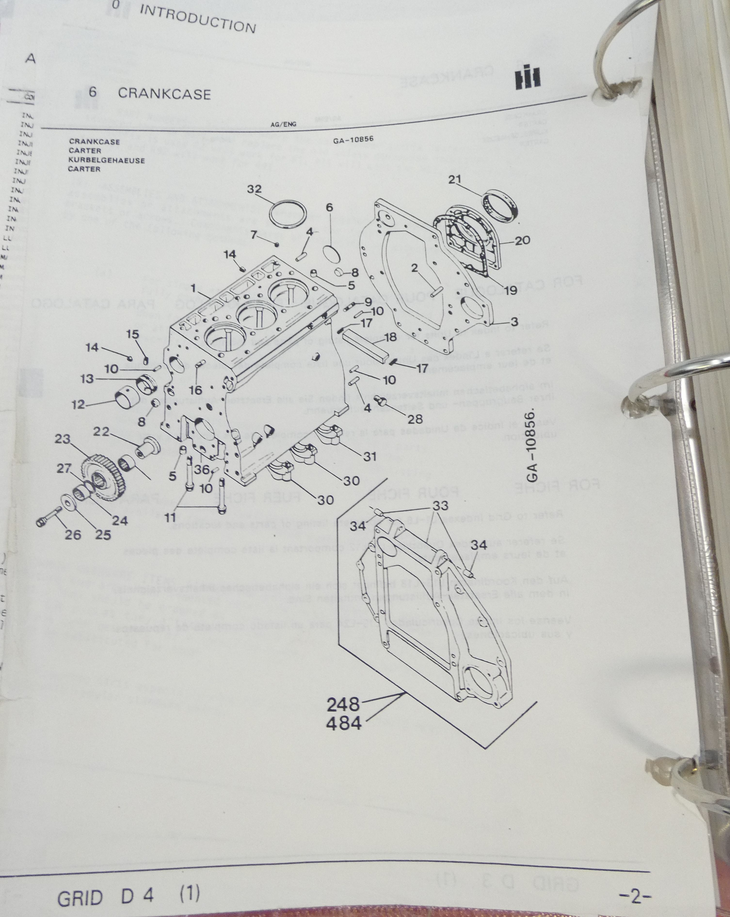 CaseIH D-135, D-179, D-206, D-239, D-246, D-268, D-310, D-358, DT-239, DT-358, DT-402 diesel engines parts catalogue