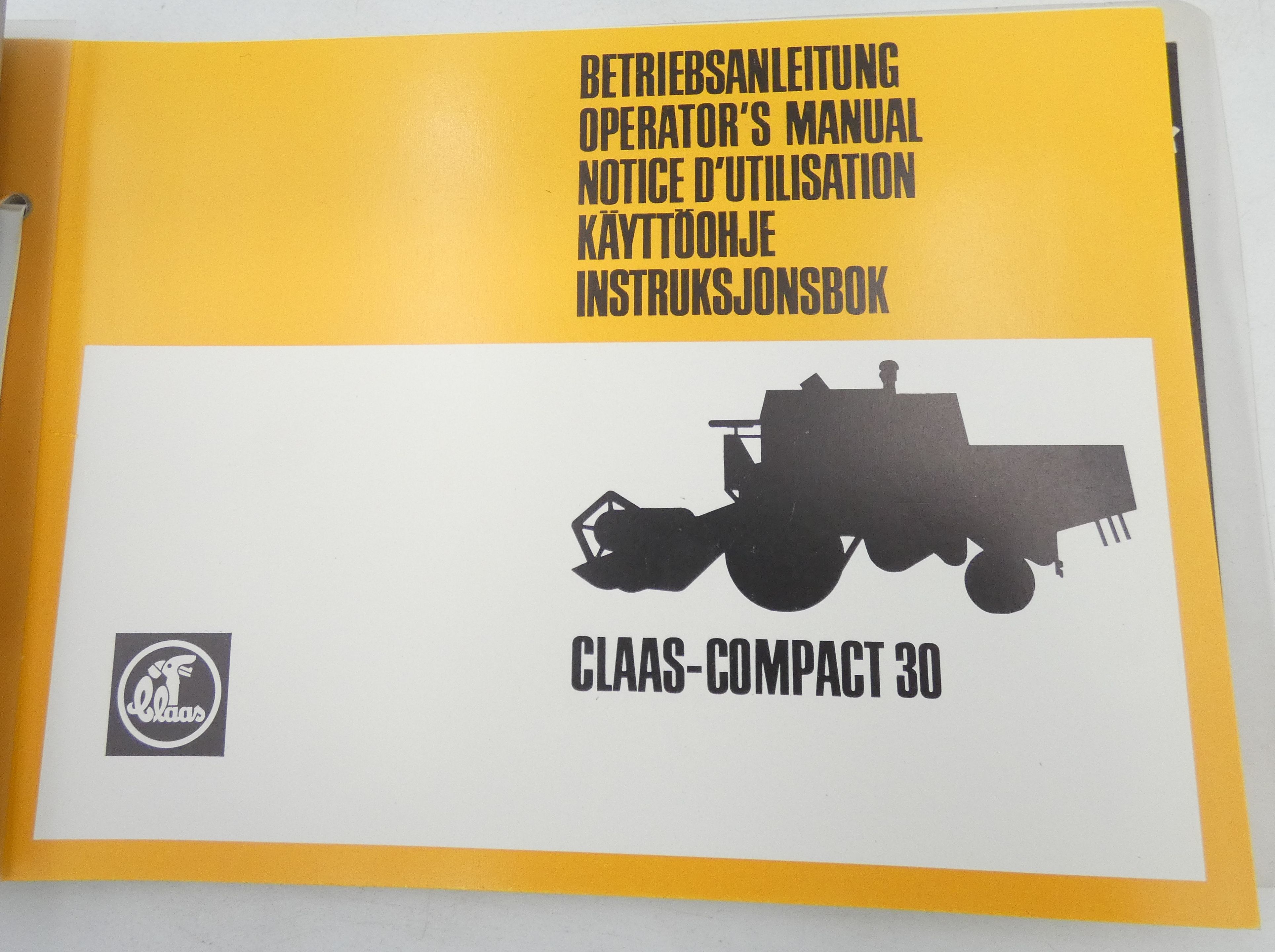 Claas Compact 30 operator's manual + lubrication chart