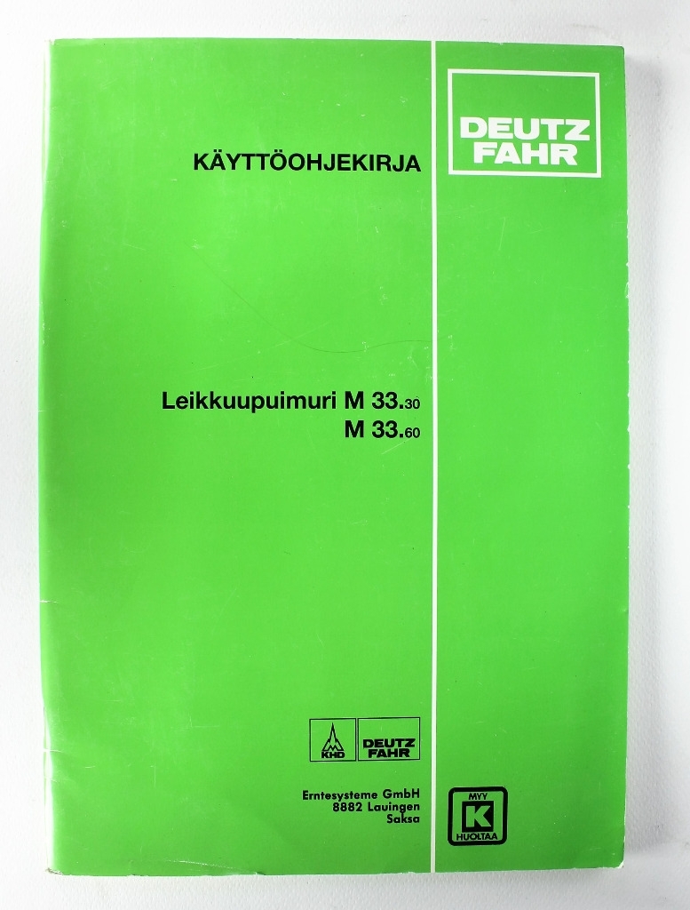 Deutz-Fahr M33.30 ja M33.60 Käyttöohjekirja