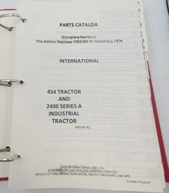 Case 454 and 2400 series A insdustrial tractor parts catalog