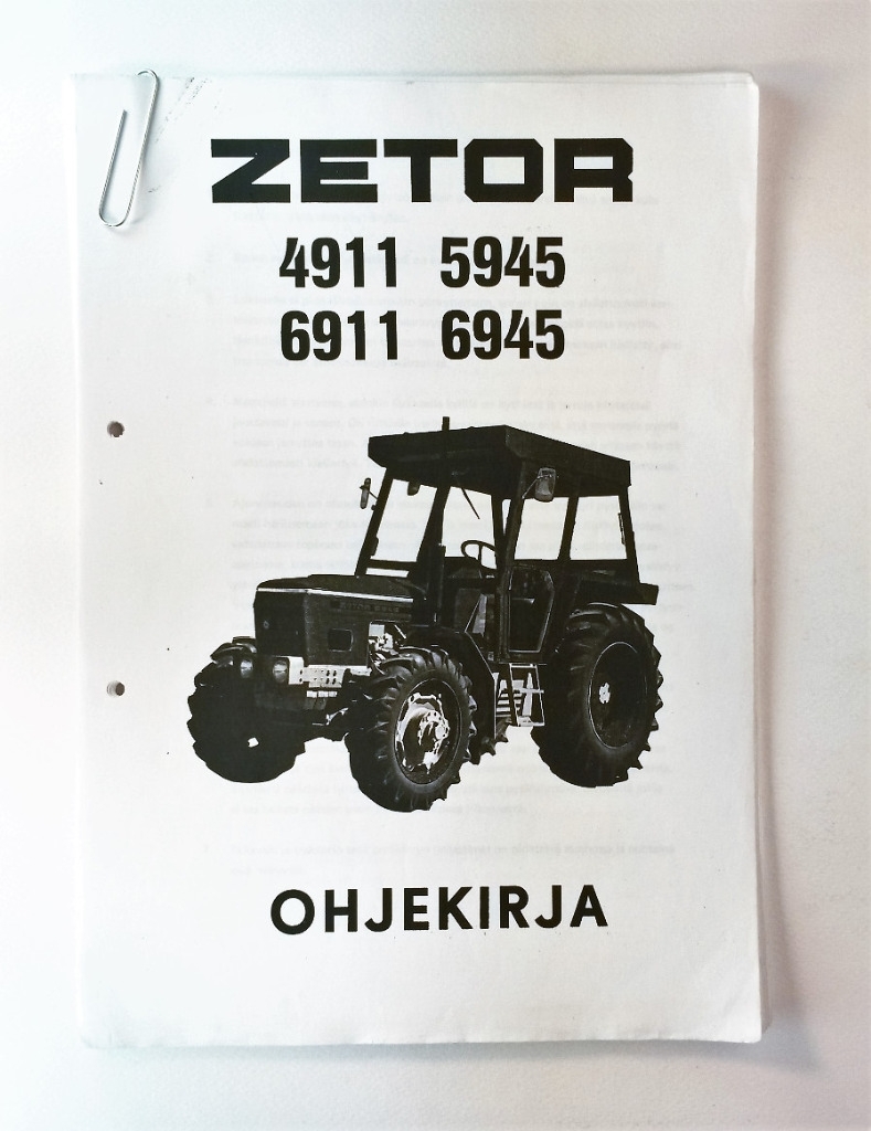 Zetor 4911, 5945, 6911, 6945 Ohjekirja