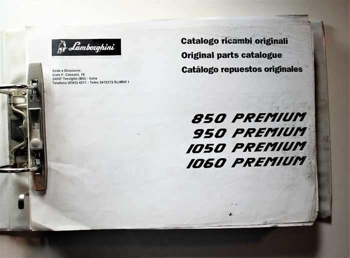 Lamborghini 850premium 950premium 1050premium 1060premium Parts catalogue