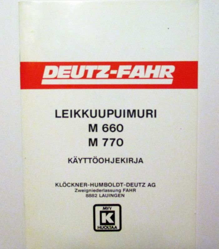 Deutz-Fahr 660 ja 770 Käyttöohjekirja