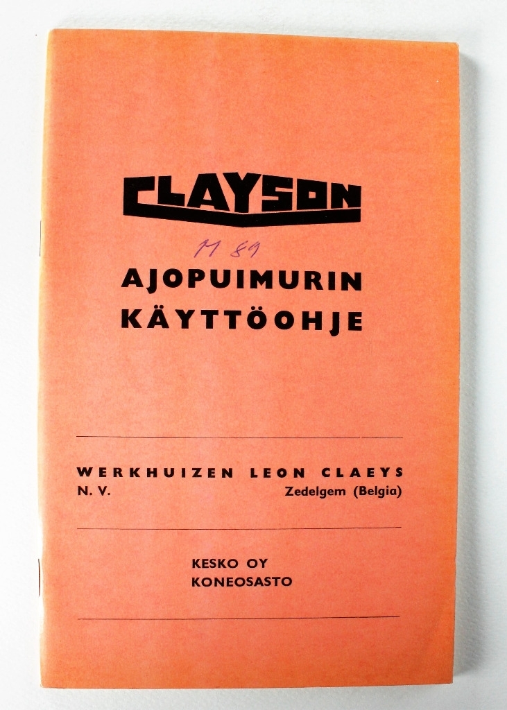 Clayson M89 Ajopuimurin käyttöohje