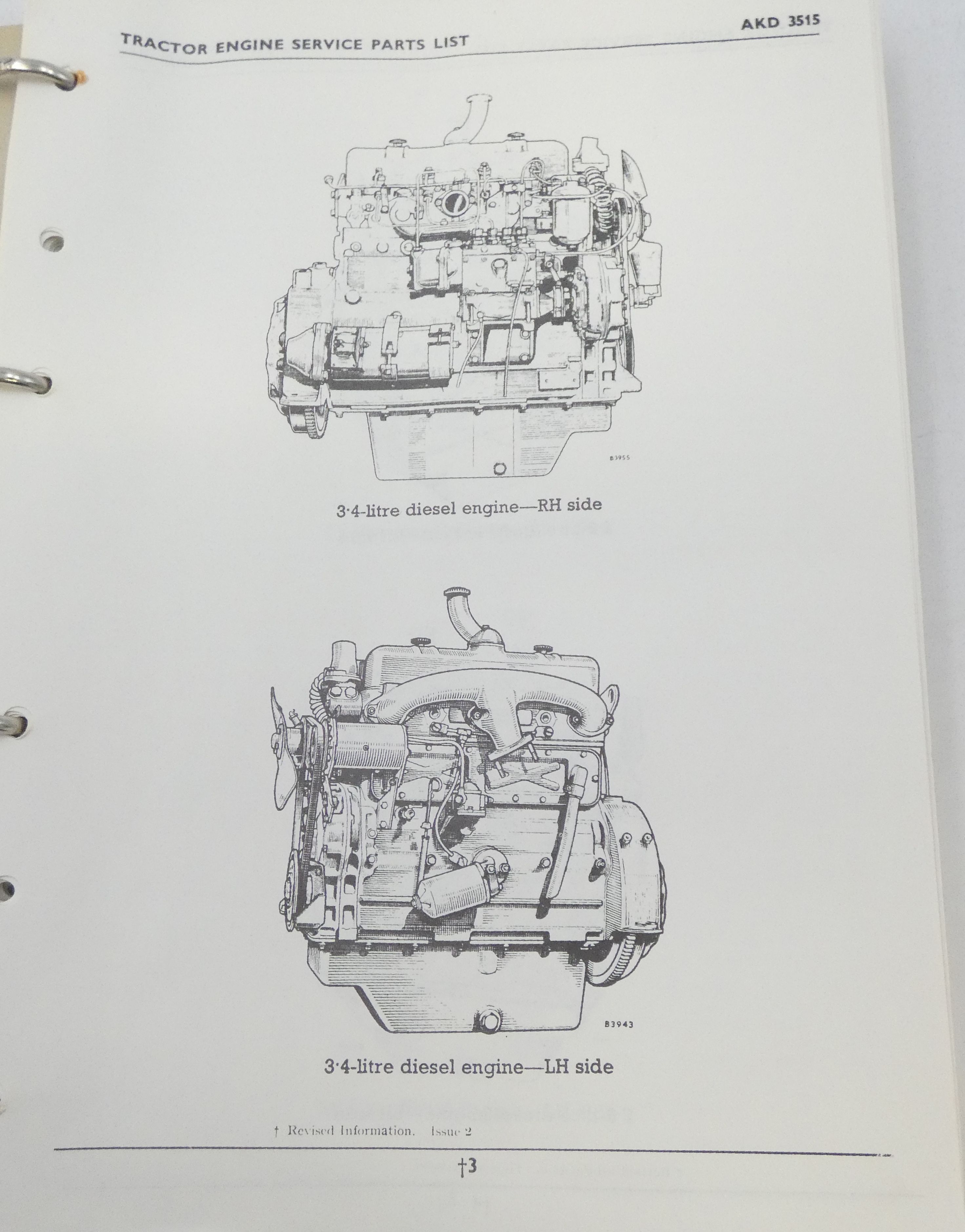 Leyland BMC tractor engines diesel petrol and V.O. service parts list
