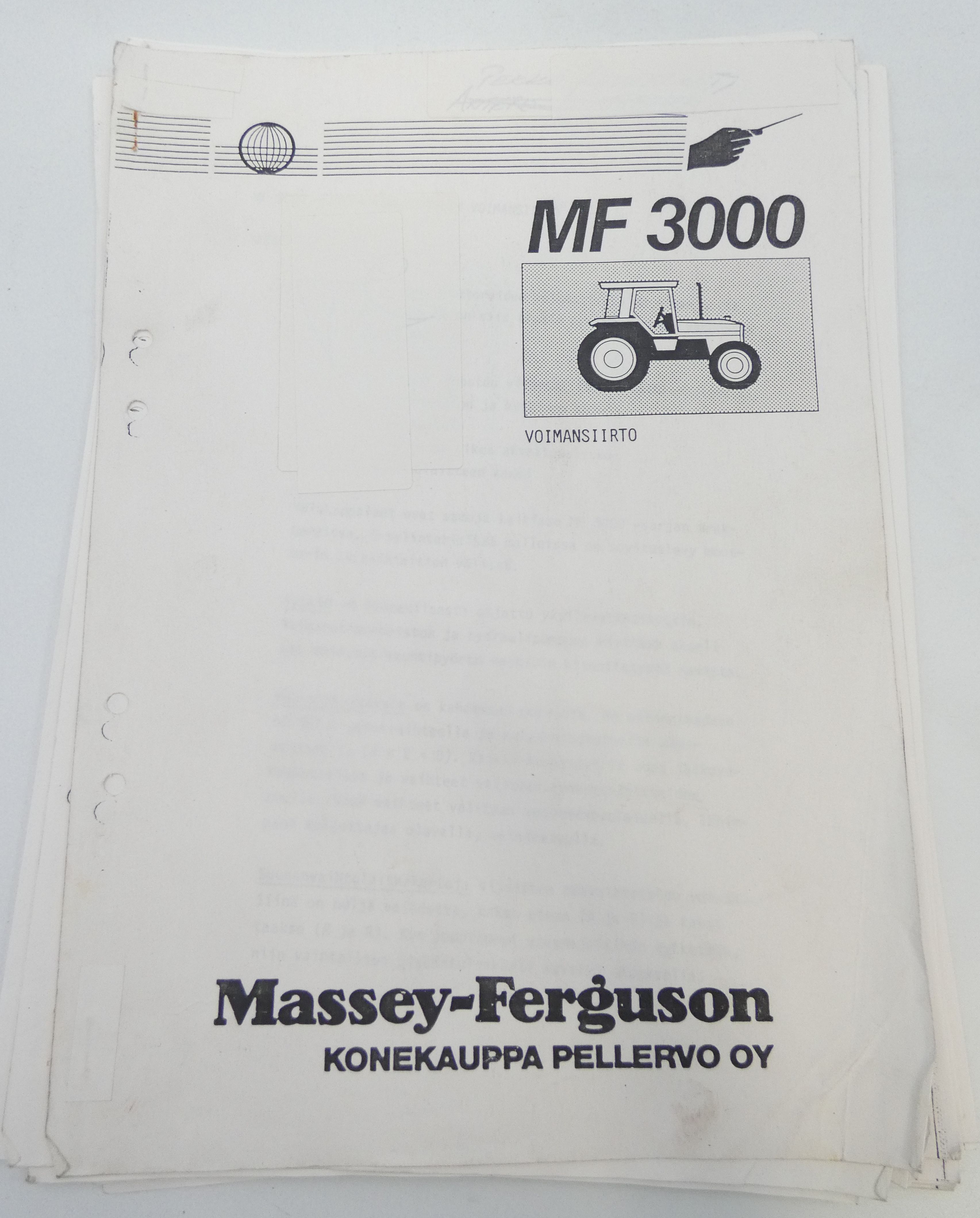 Massey-Ferguson MF3000 voimansiirto ohjekirja